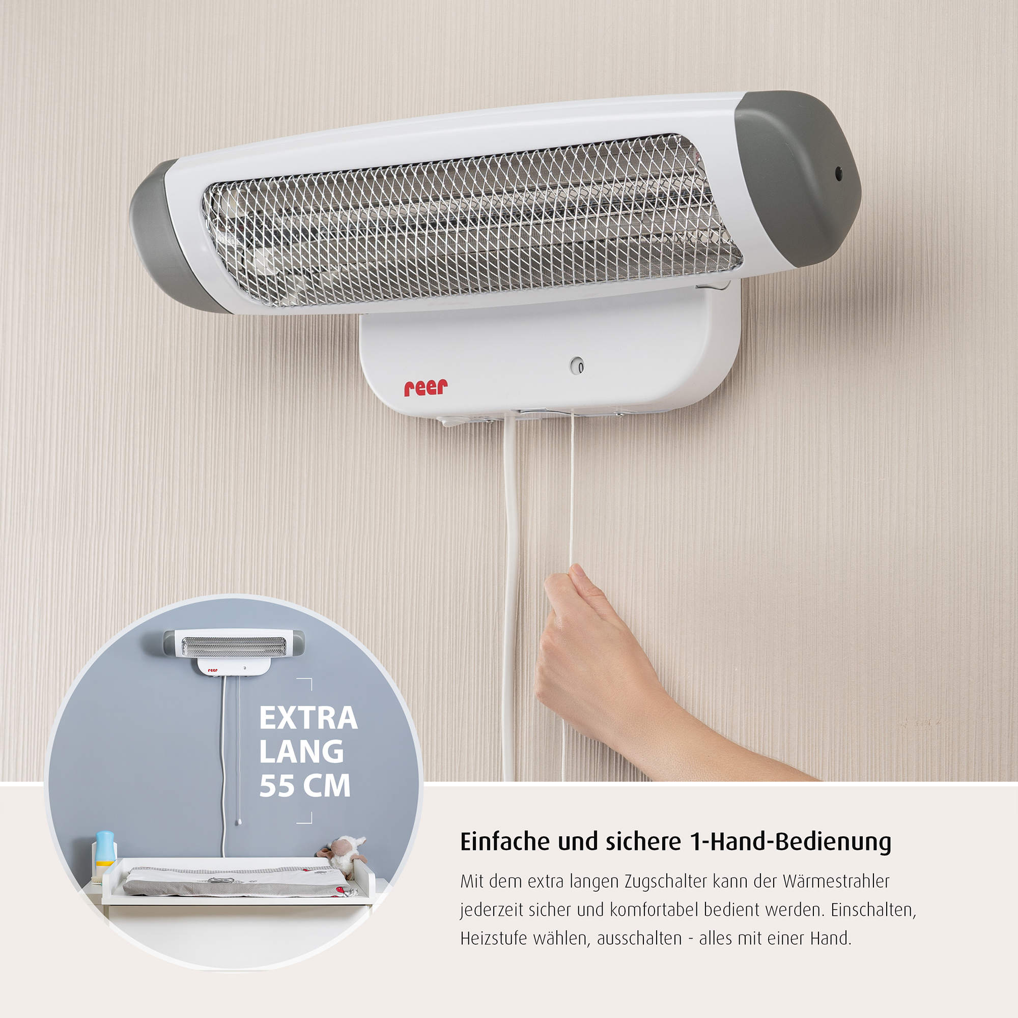 Heizstrahler, reer, Weiß – Produktansicht
