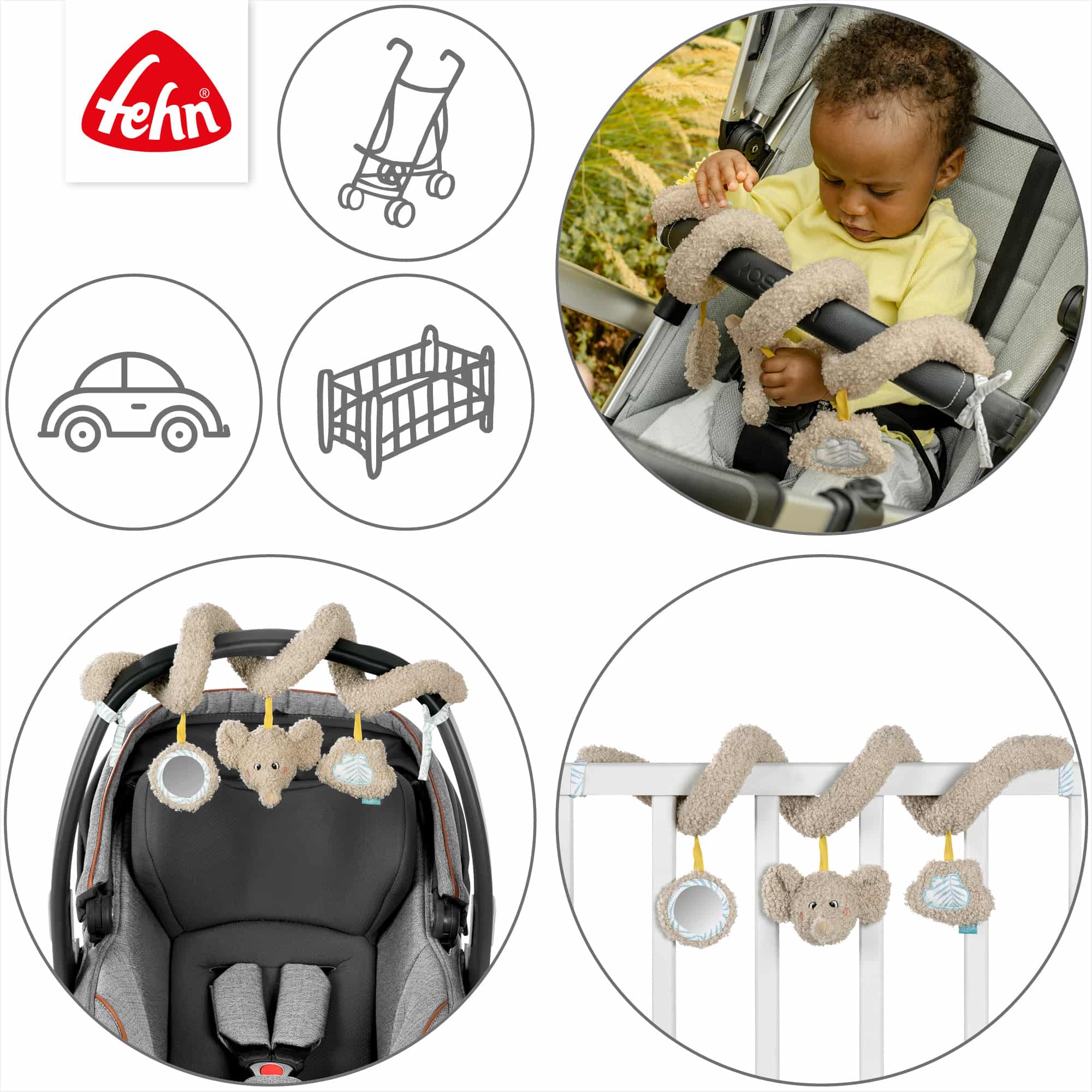 Kinderwagen Spielzeug, fehn, Grau – Produktansicht