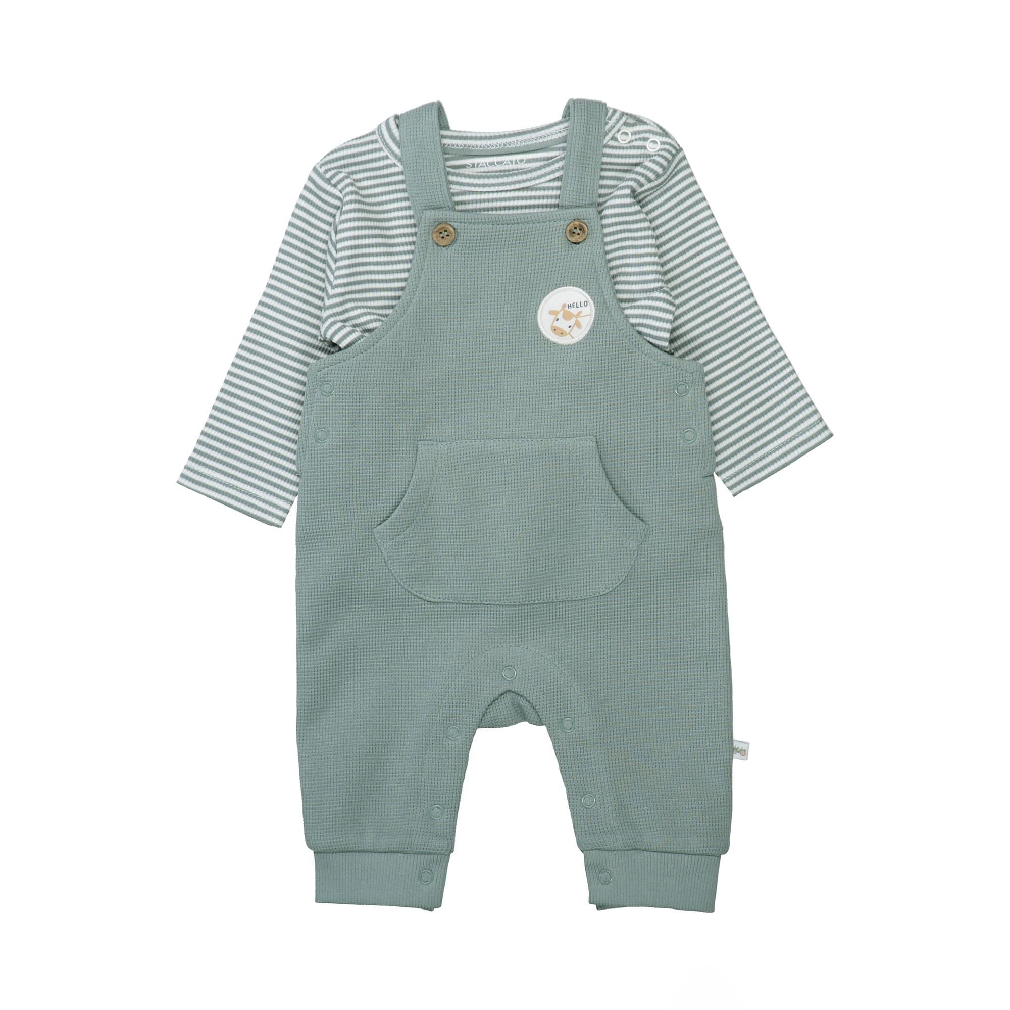 Latzhosen, STACCATO, Grün – Besonderheit: Set bestehend aus Langarmshirt und Latzhose