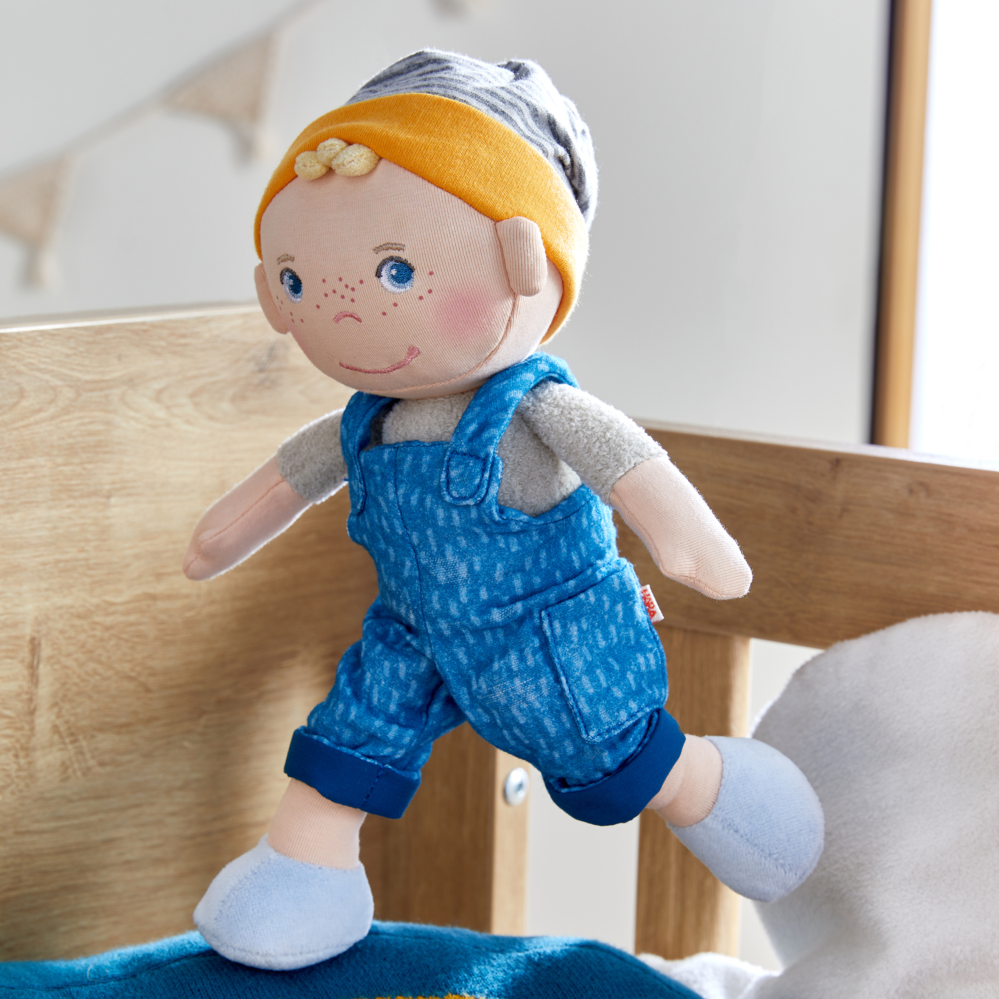 Puppen & Puppenwagen, HABA, Blau – Besonderheit: niedliche Stoffpuppe für Kinder ab ca. 6 Monaten