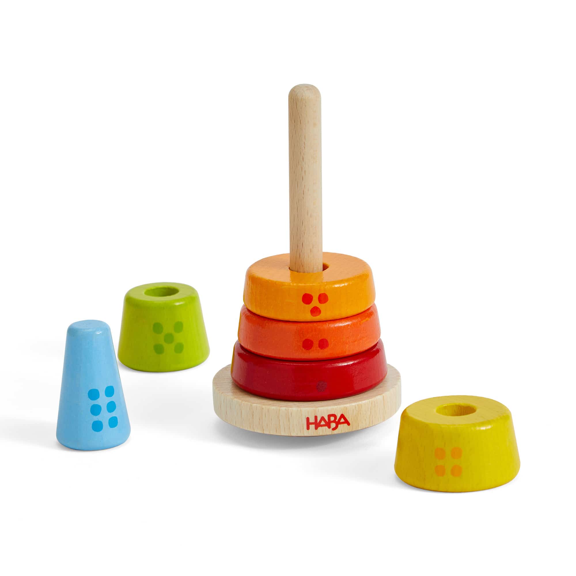 Steckspielzeug, HABA, Mehrfarbig – Besonderheit: mit 1 Steckstab und 6 bunten Steckteilen