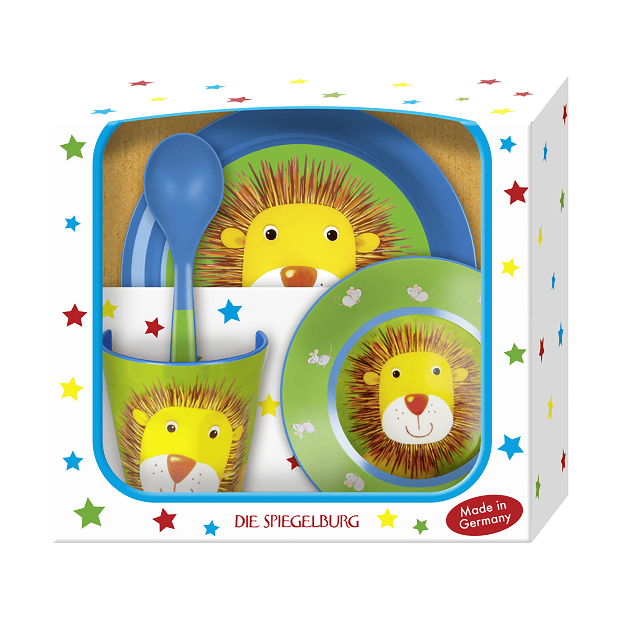 Besteck & Geschirr, DIE SPIEGELBURG, Grün – Besonderheit: inkl. Teller, Schale, Becher & Löffel