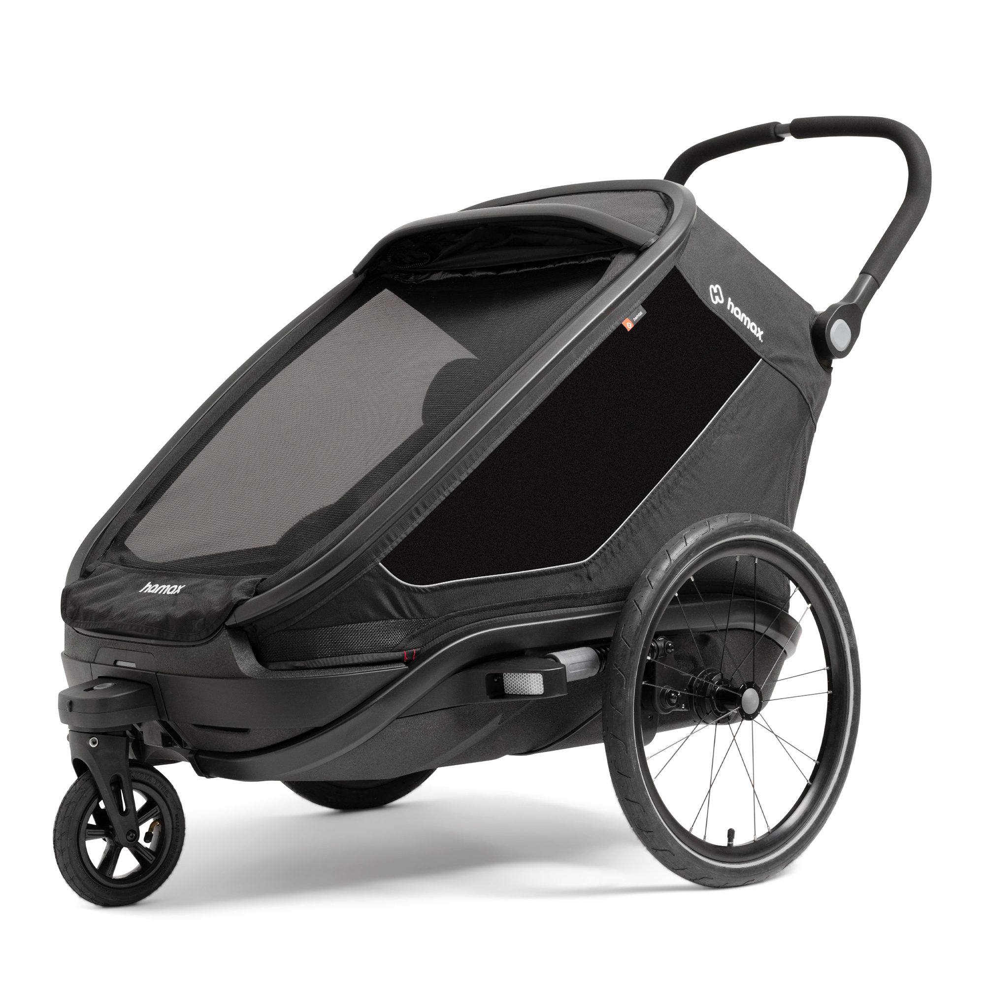 Fahrradanhänger, hamax, Schwarz – Besonderheit: schneller und intuitiver Moduswechsel zwischen Fahrradanhänger, Kinderwagen, Joggingwagen und Schlitten