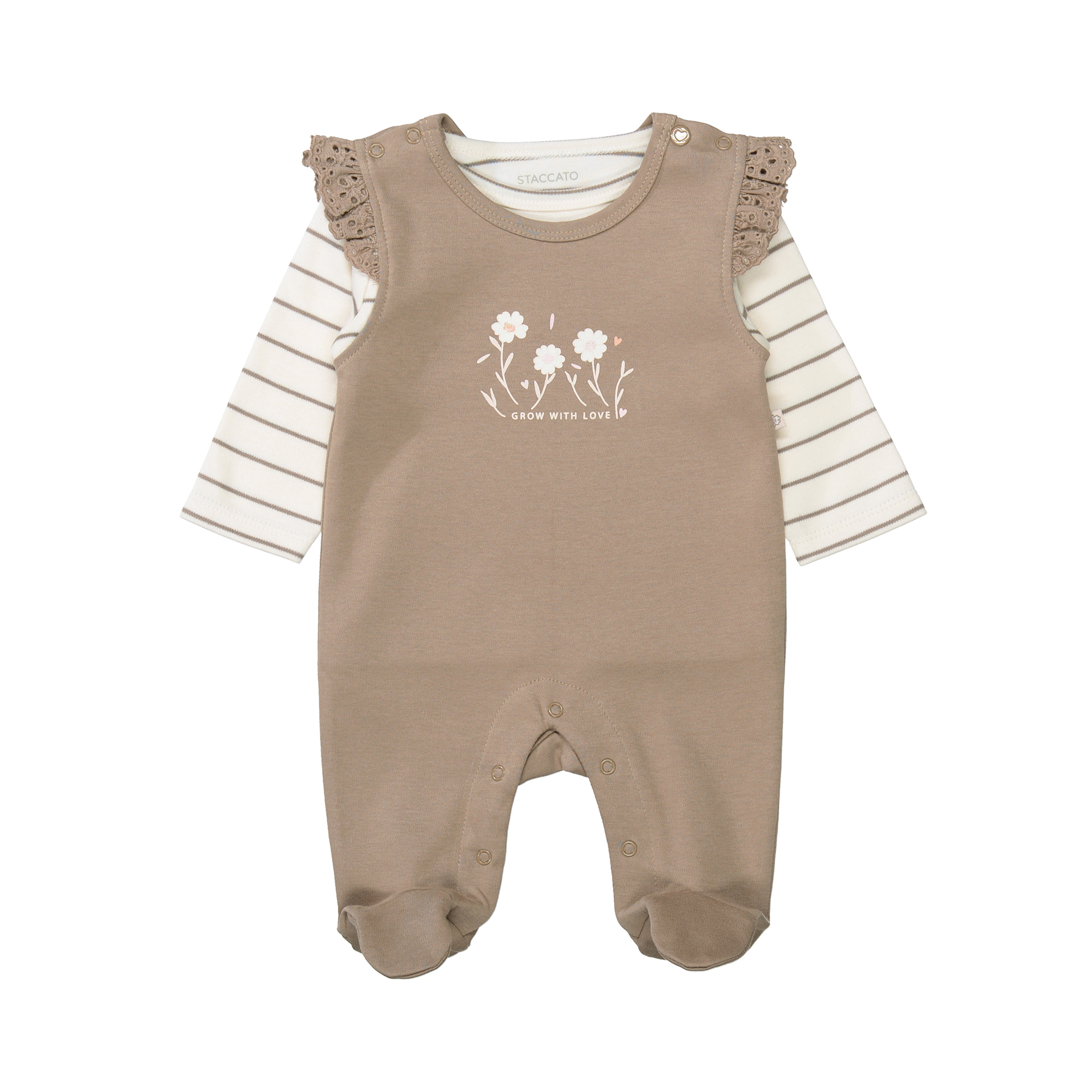 Strampler, STACCATO, Braun – Besonderheit: Set bestehend aus Strampler und Langarmshirt