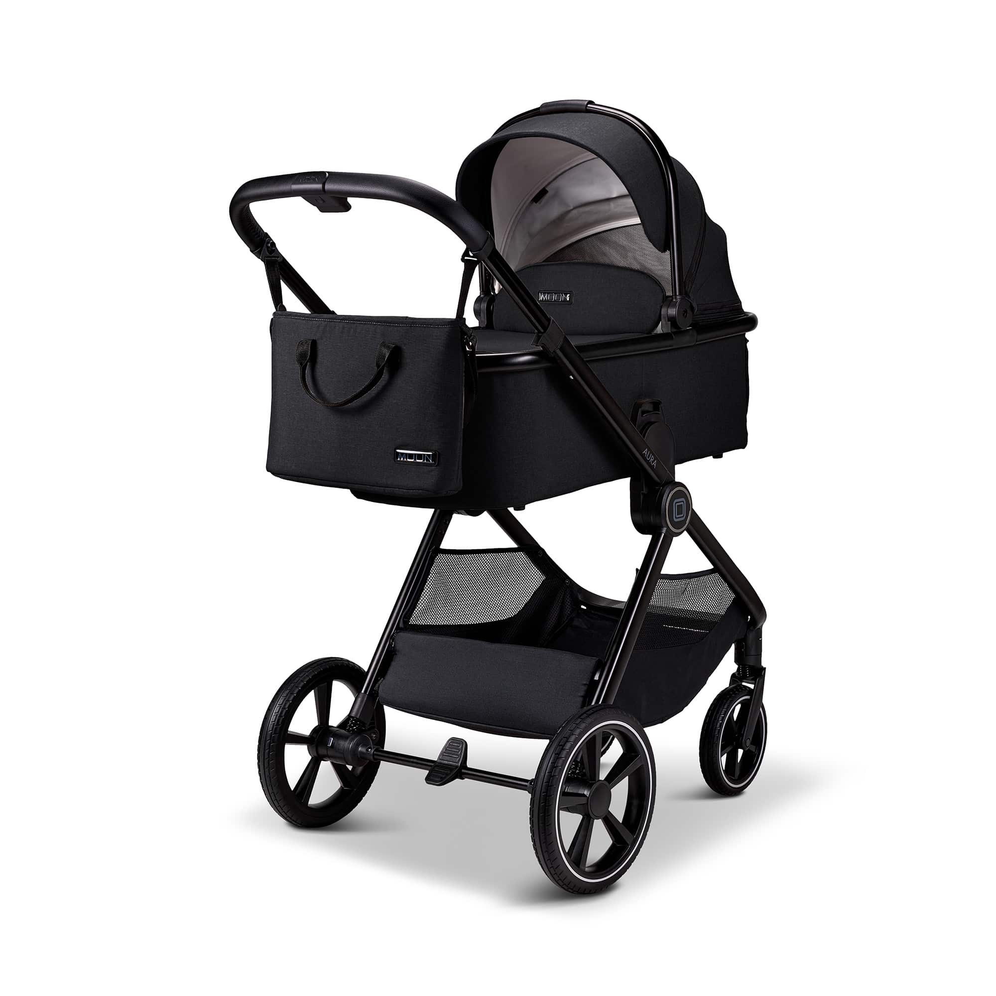 Kombi-Kinderwagen, MOON, Schwarz – Produktansicht
