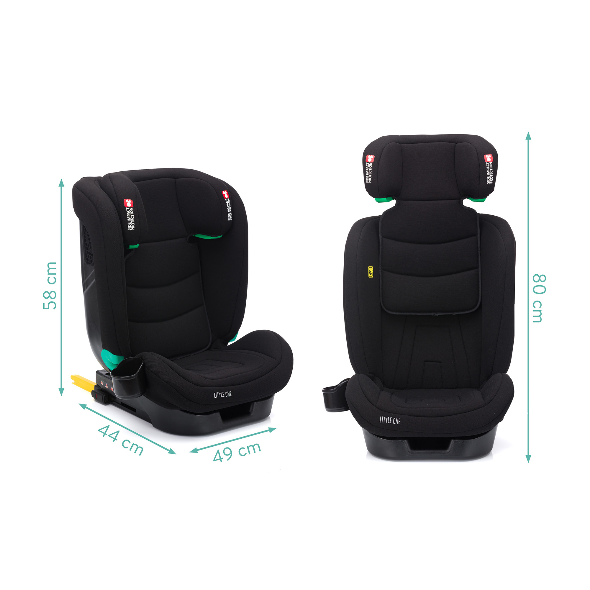 Kindersitze 15-36 kg, Gruppe 2/3, LITTLE ONE, Schwarz – Produktansicht