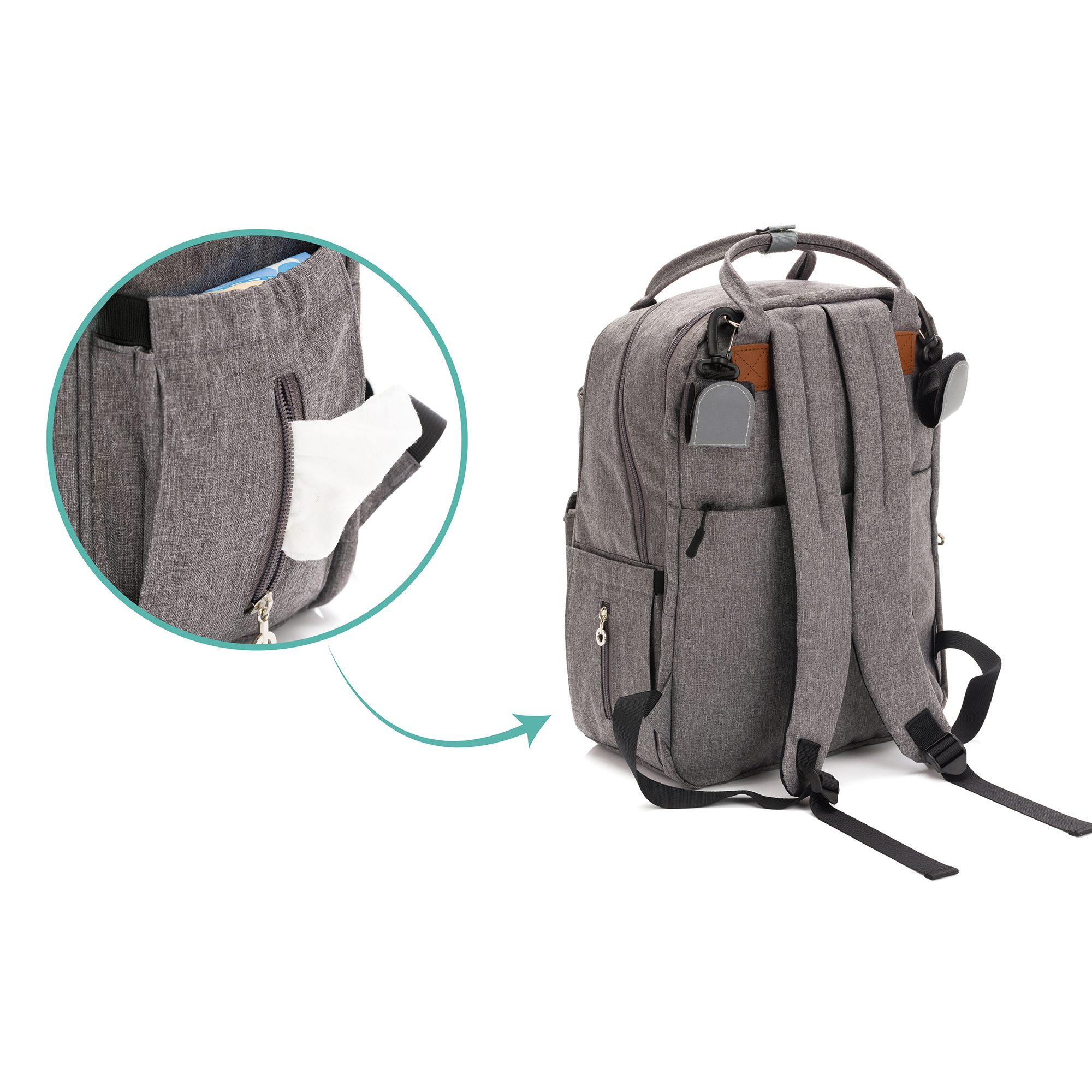 Wickelrucksäcke, LITTLE ONE, Grau – Produktansicht