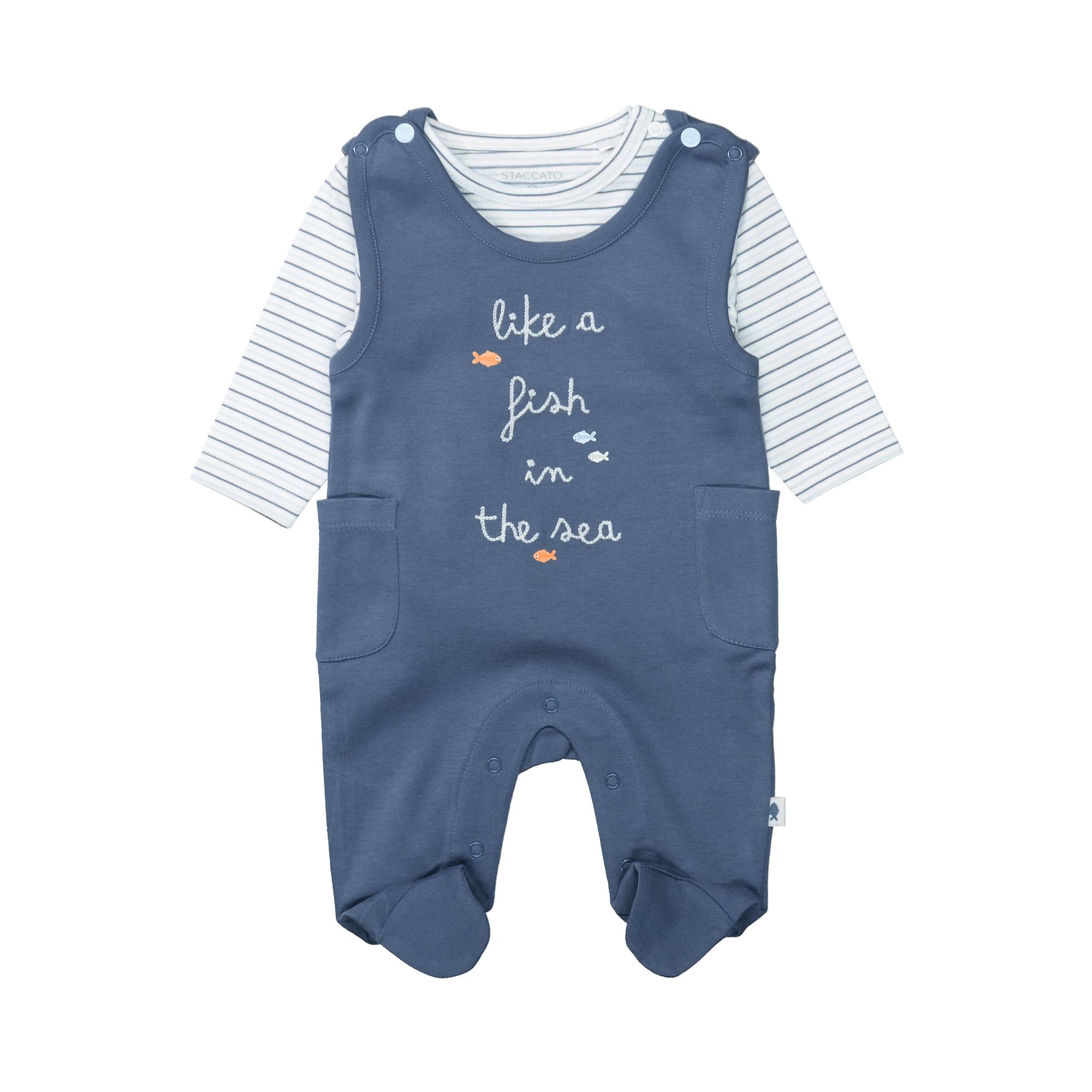 Strampler, STACCATO, Blau – Besonderheit: Set bestehend aus Strampler und Langarmshirt