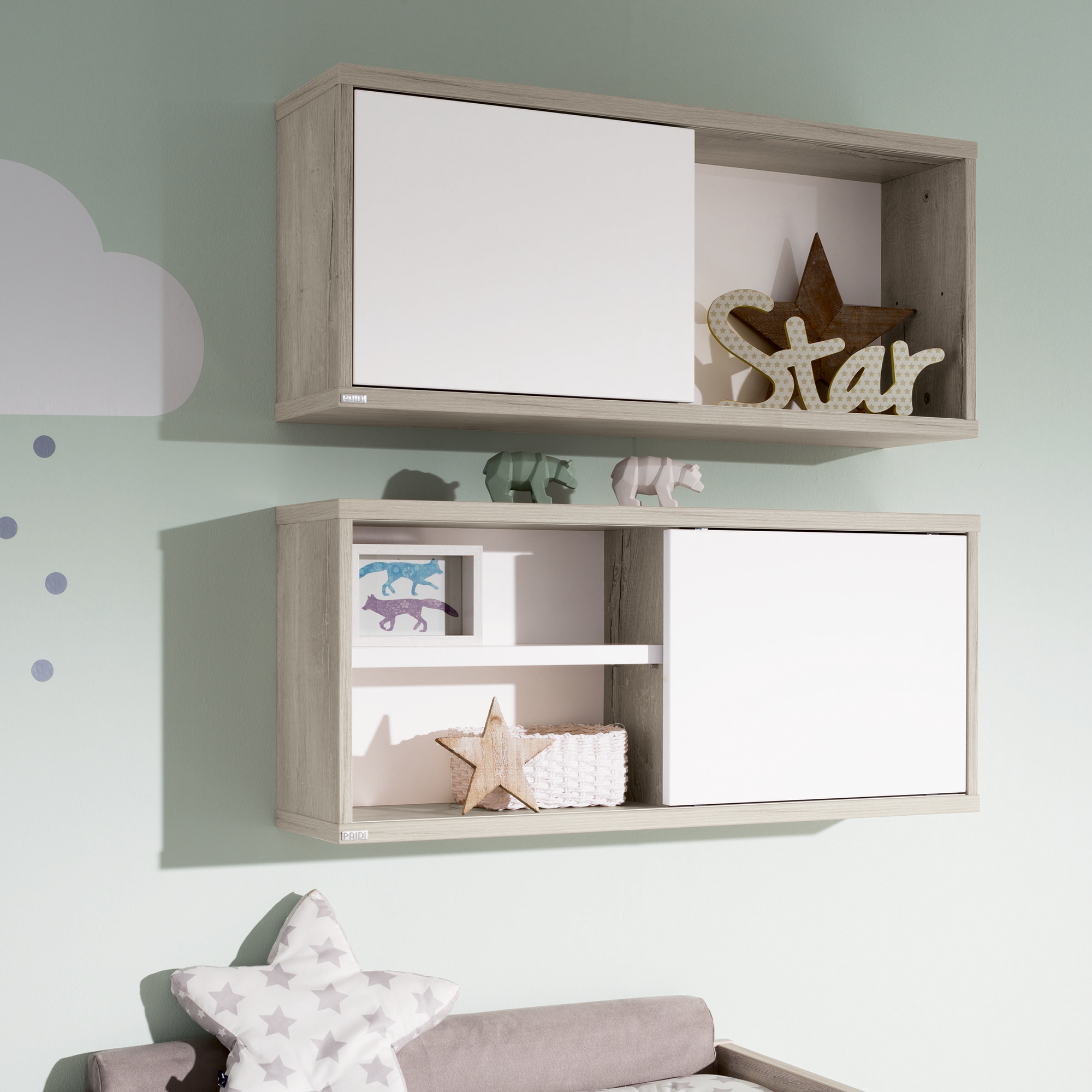Wandregale, PAIDI, Beige – Besonderheit: mit Schiebetür
