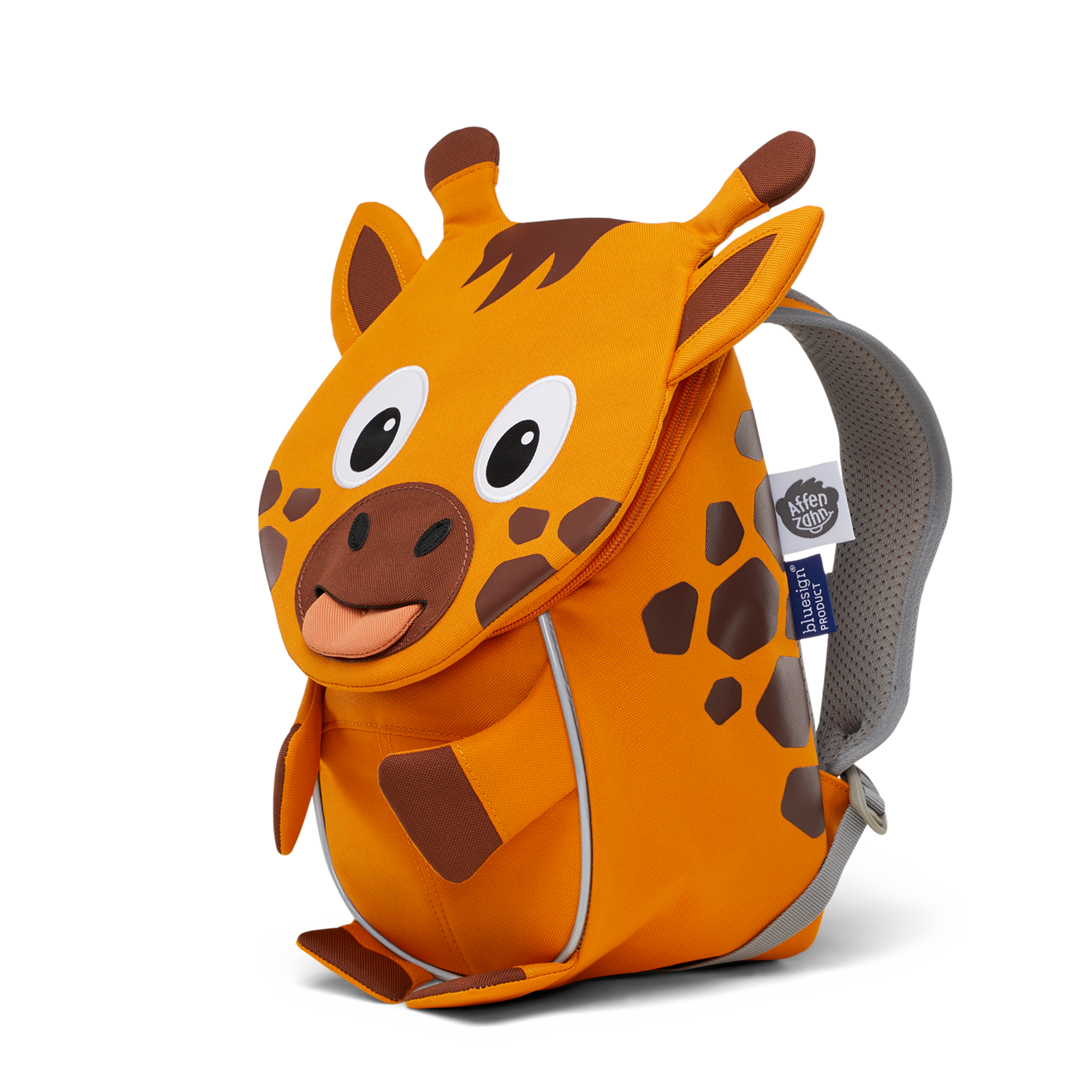 Kinderrucksäcke, Affenzahn, Orange – Besonderheit: Ziehzunge mit Namensschild