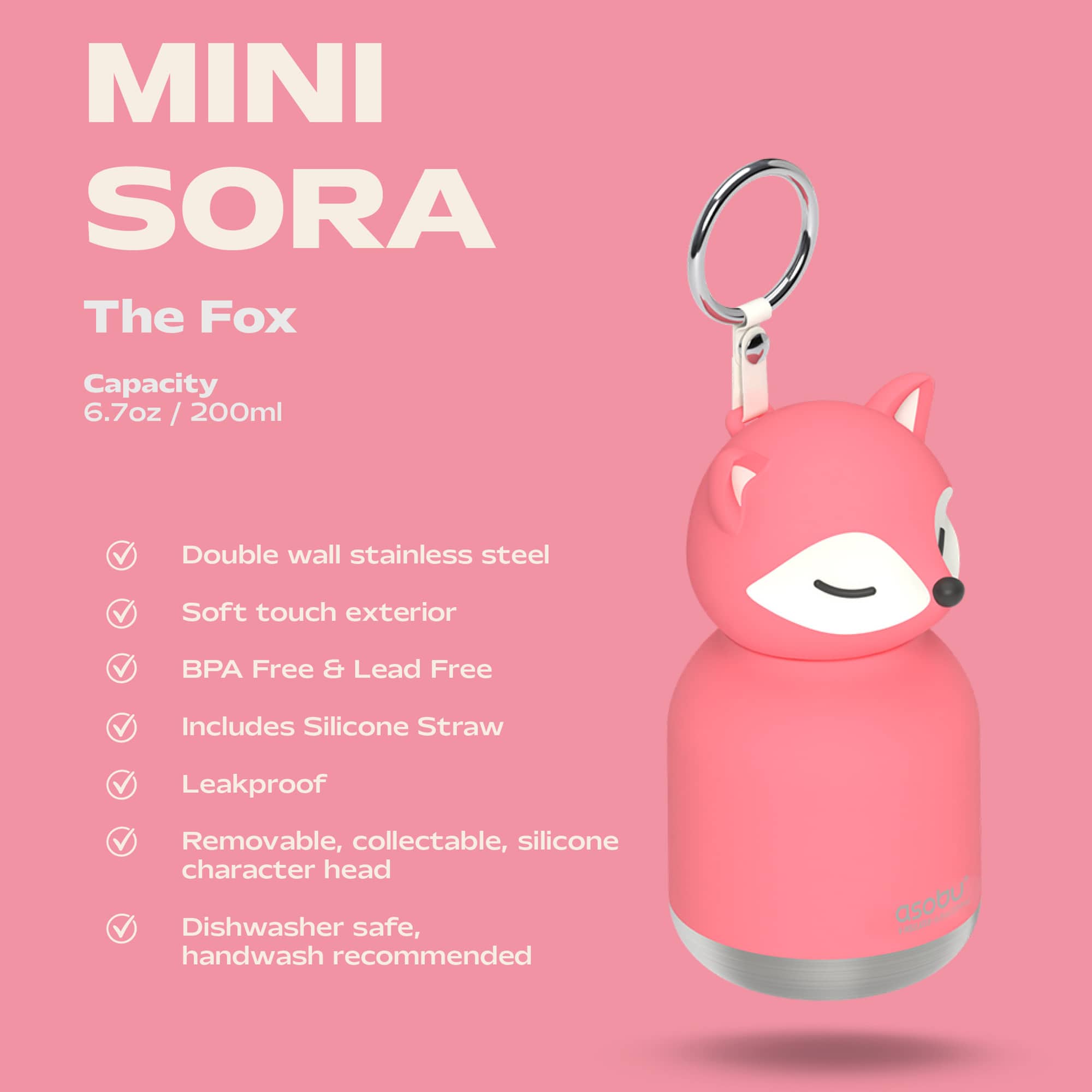 Trinkflaschen, ASOBU, Pink – Produktansicht