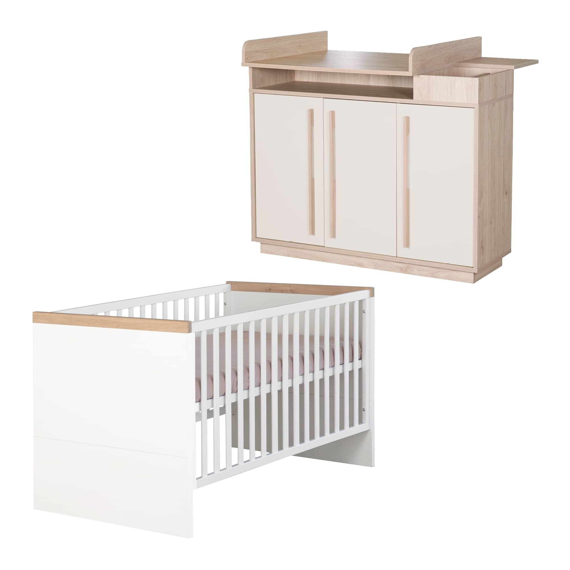 Babyzimmer Sets, roba, Weiß – Besonderheit: Set bestehend aus Gitterbett und Wickelkommode