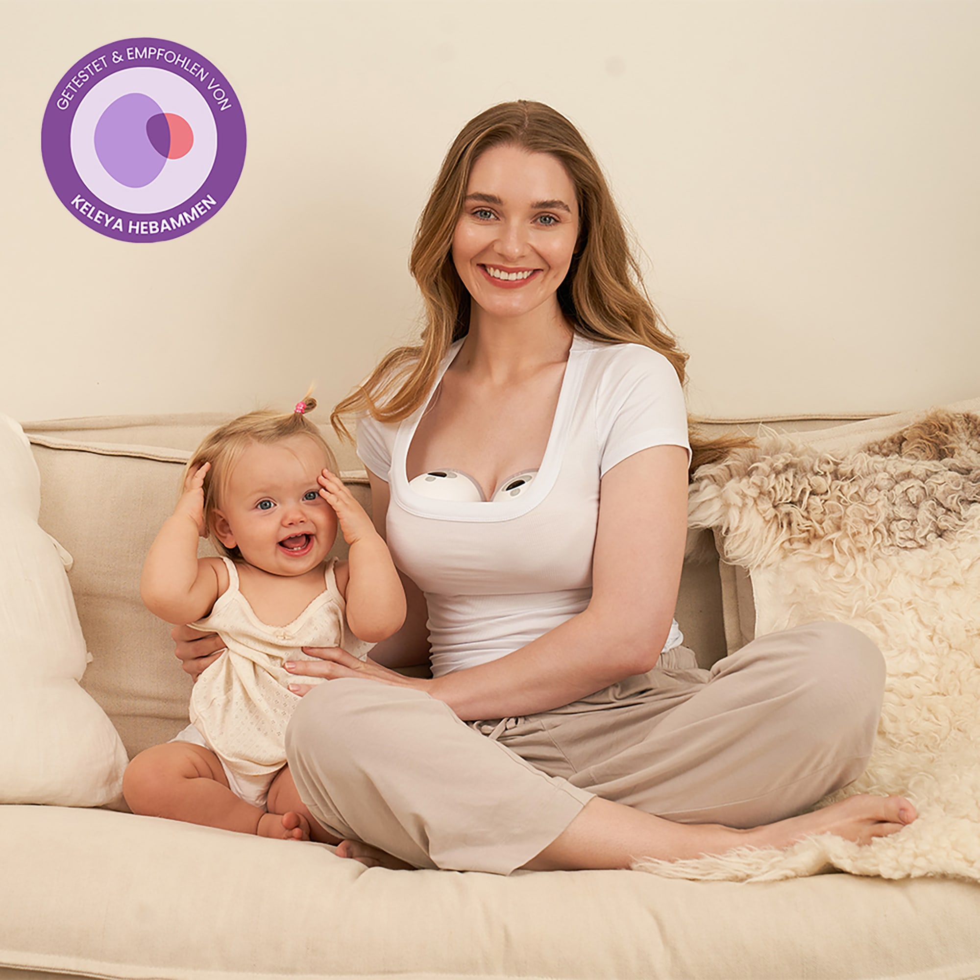 Hands Free Milchpumpen, momcozy, Weiß – Produktansicht