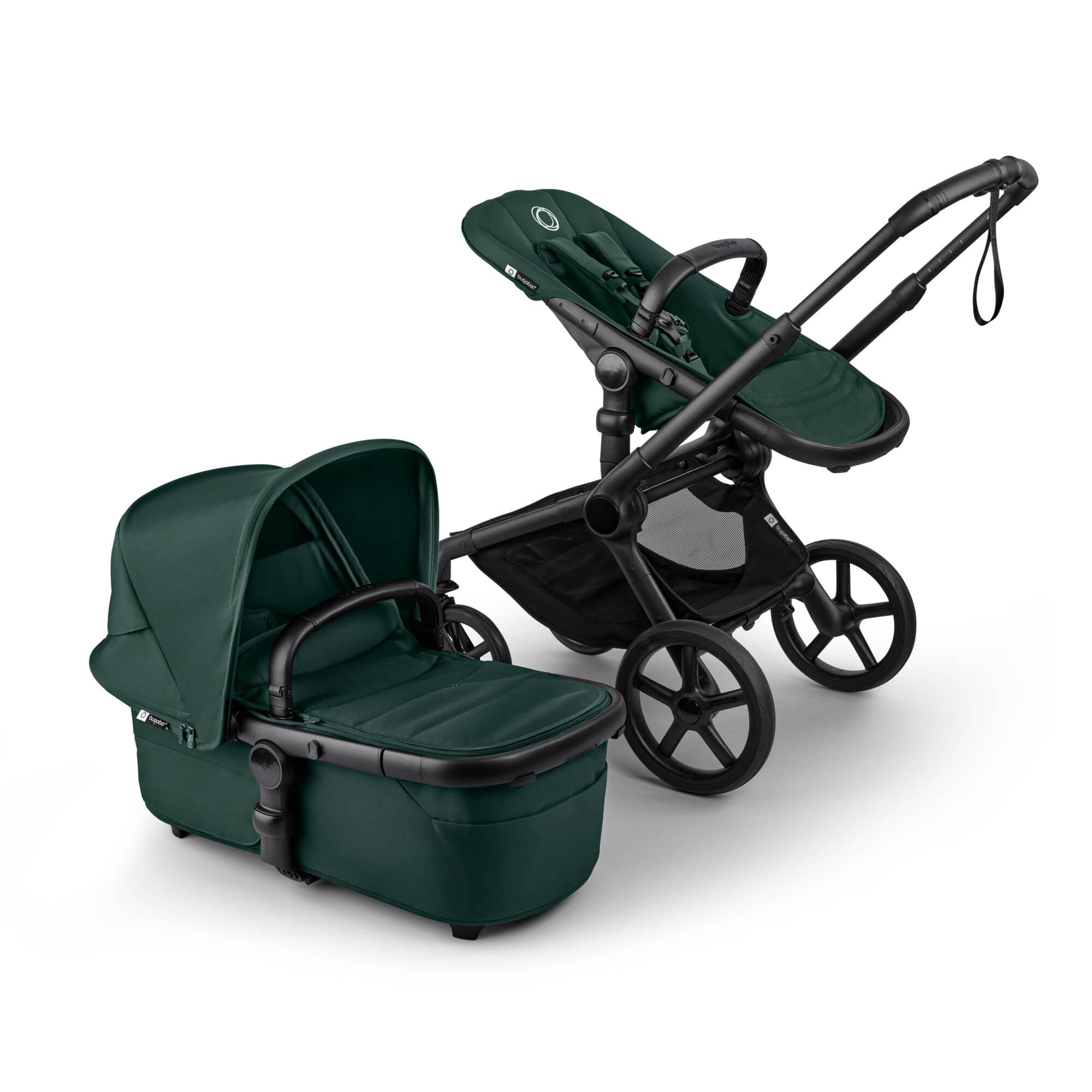 Kombi-Kinderwagen, bugaboo, Grün – Besonderheit: Upgrade: mit PureBreeze™-Matratze, neue Liegewanne mit integrierter Tasche und Materialien aus recycelten Stoffen