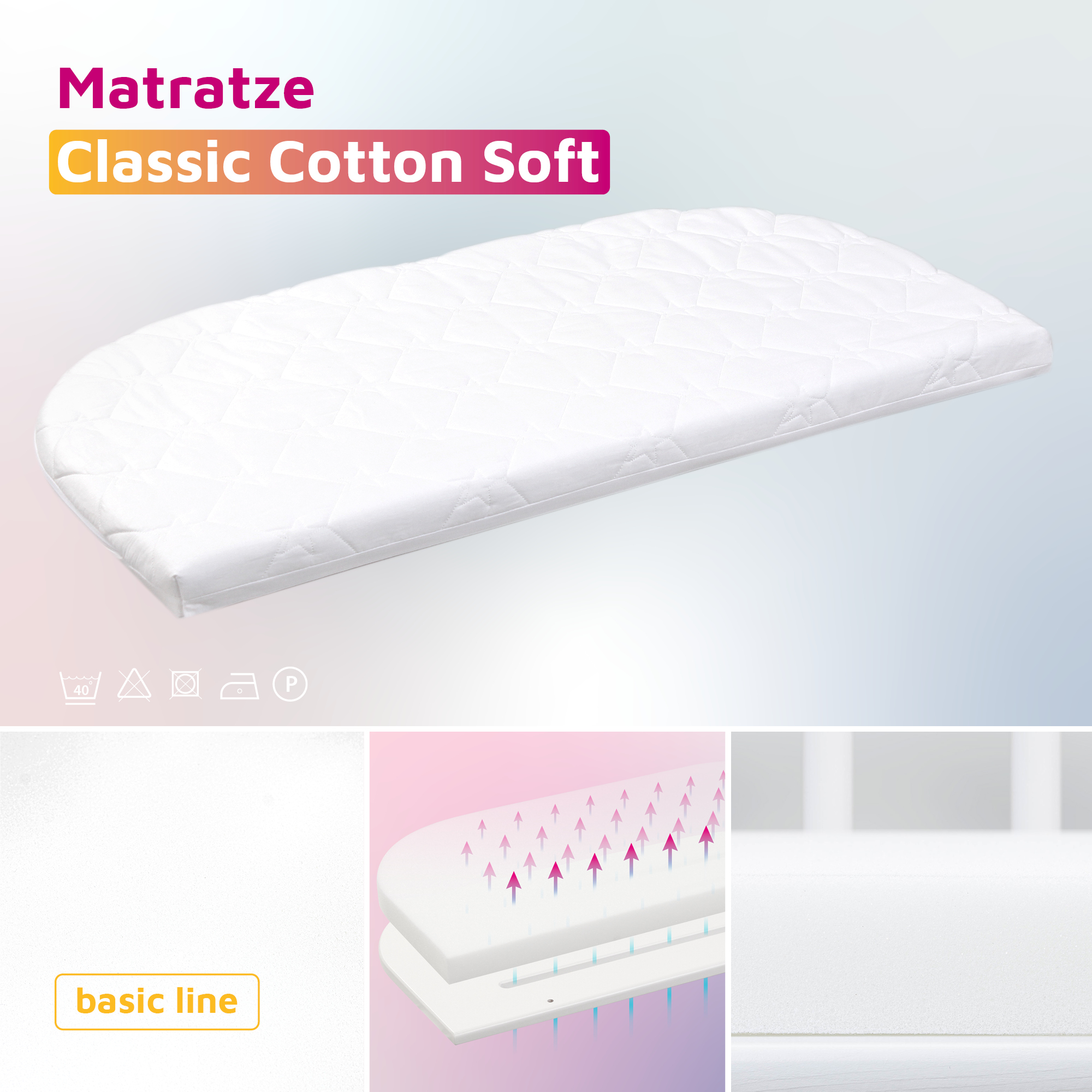 Matratzen, babybay, Weiß – Produktansicht