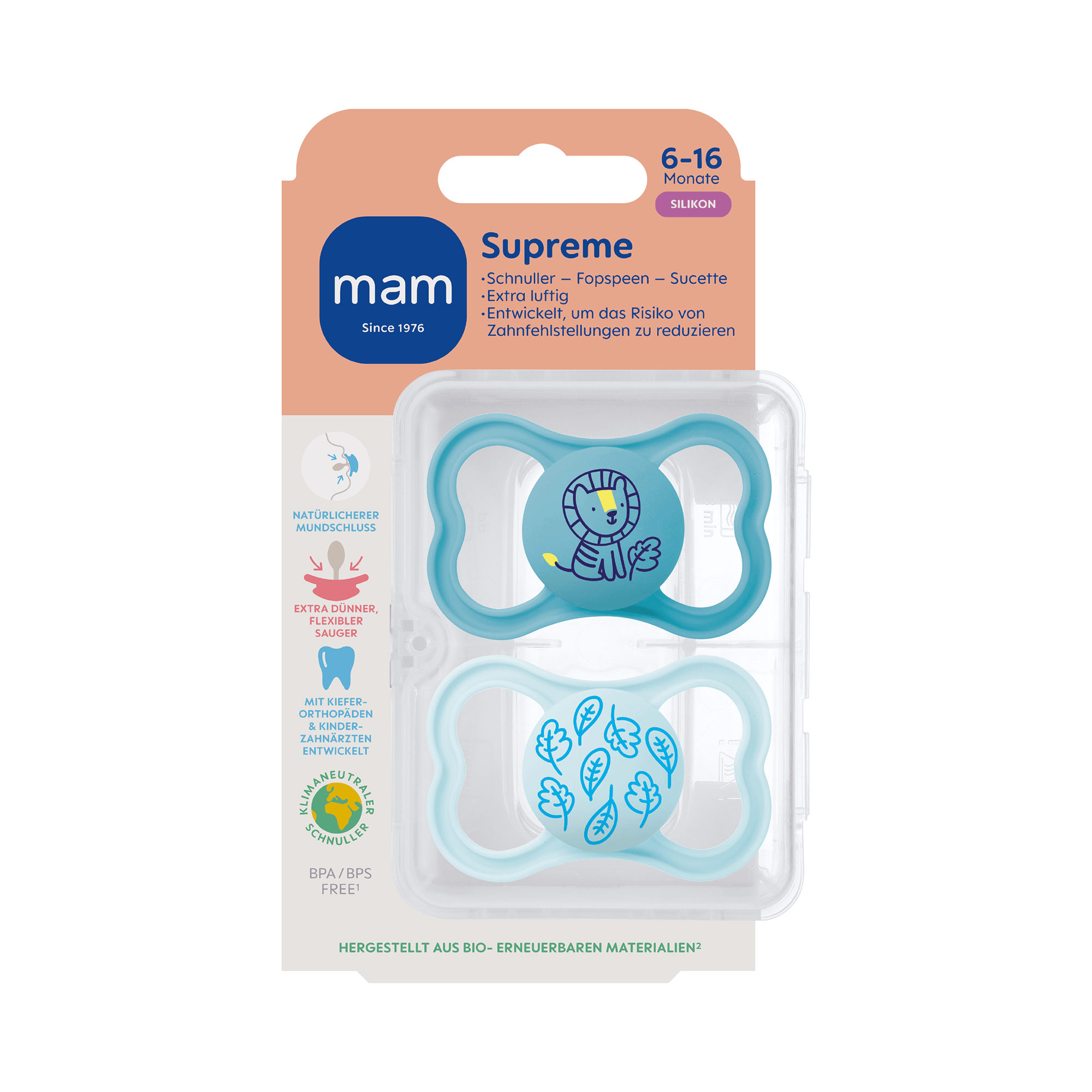 Schnuller, MAM, Blau – Besonderheit: inklusive Sterilisierbox