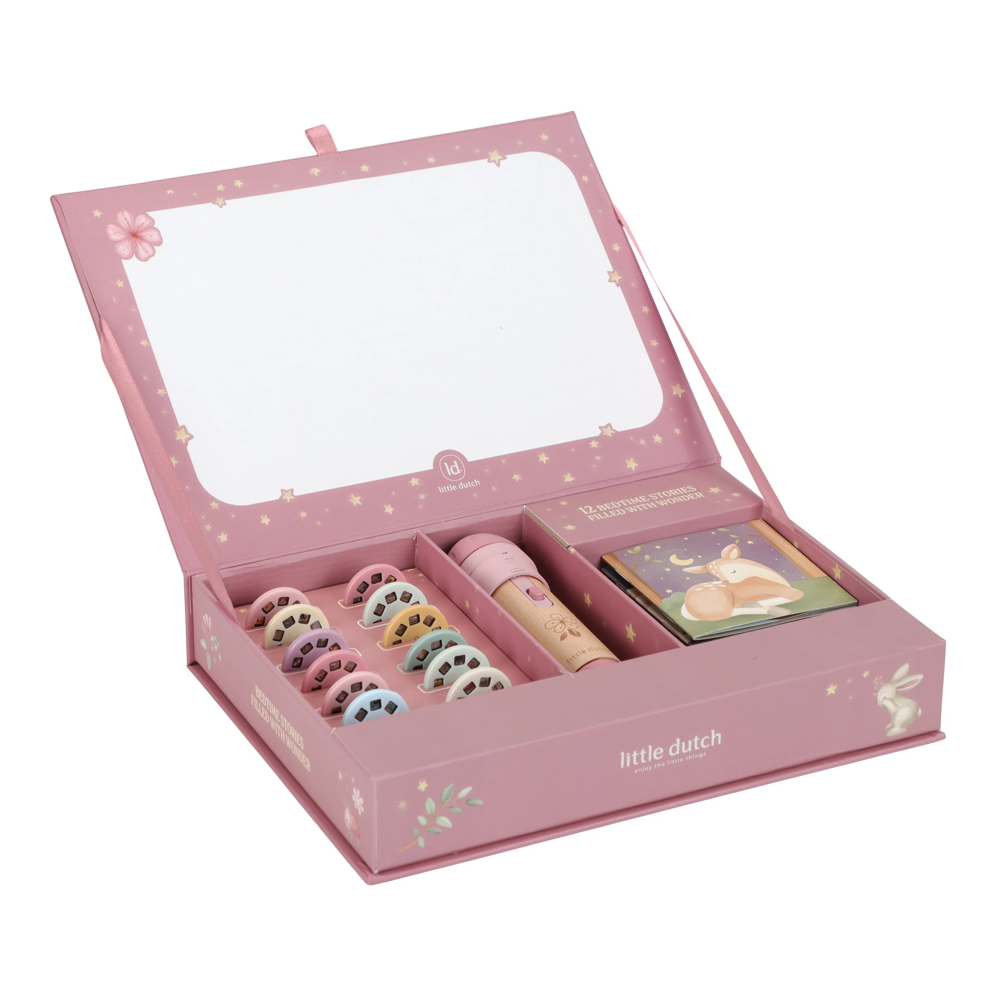 Lernspielzeug, LITTLE DUTCH, Pink – Besonderheit: Taschenlampe mit 12 wechselbaren Projektionsscheiben und verschiedenen Motiven 