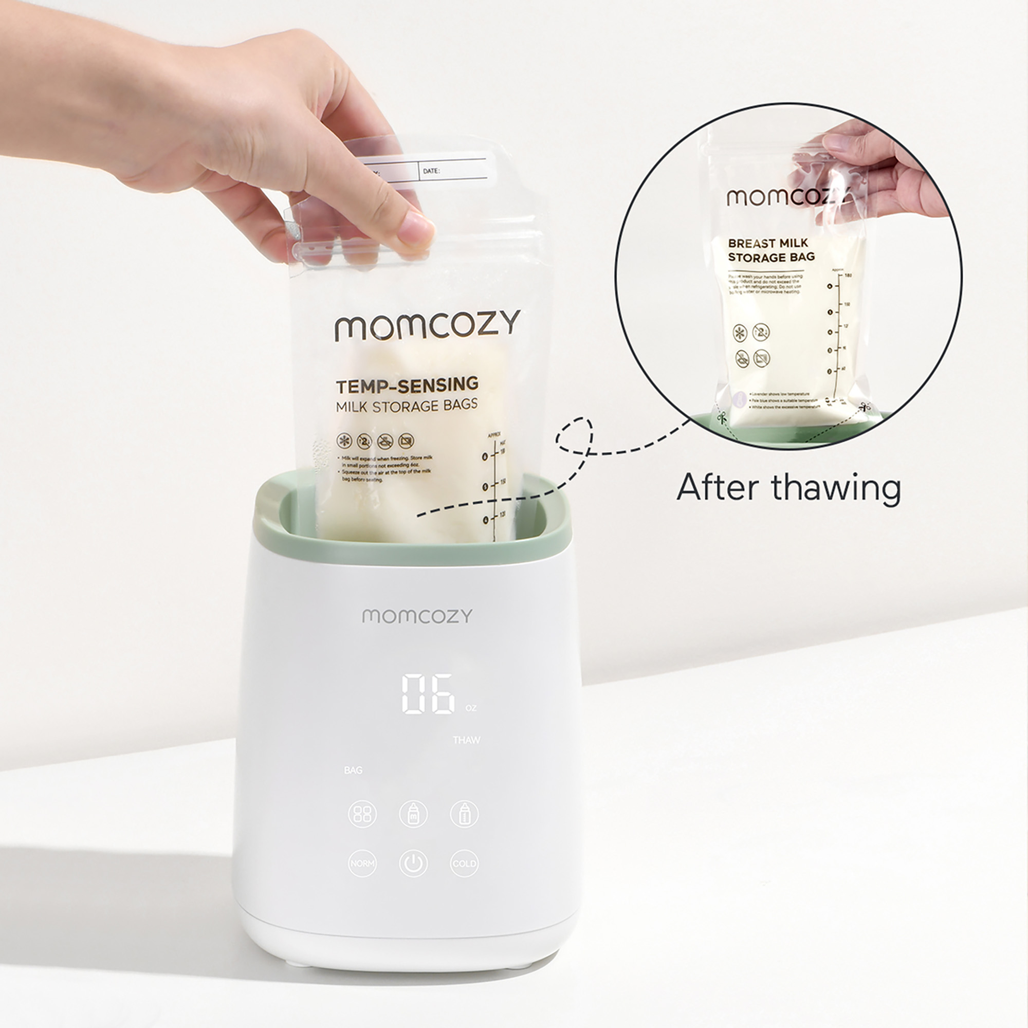 Babykostwärmer, momcozy, Weiß – Produktansicht