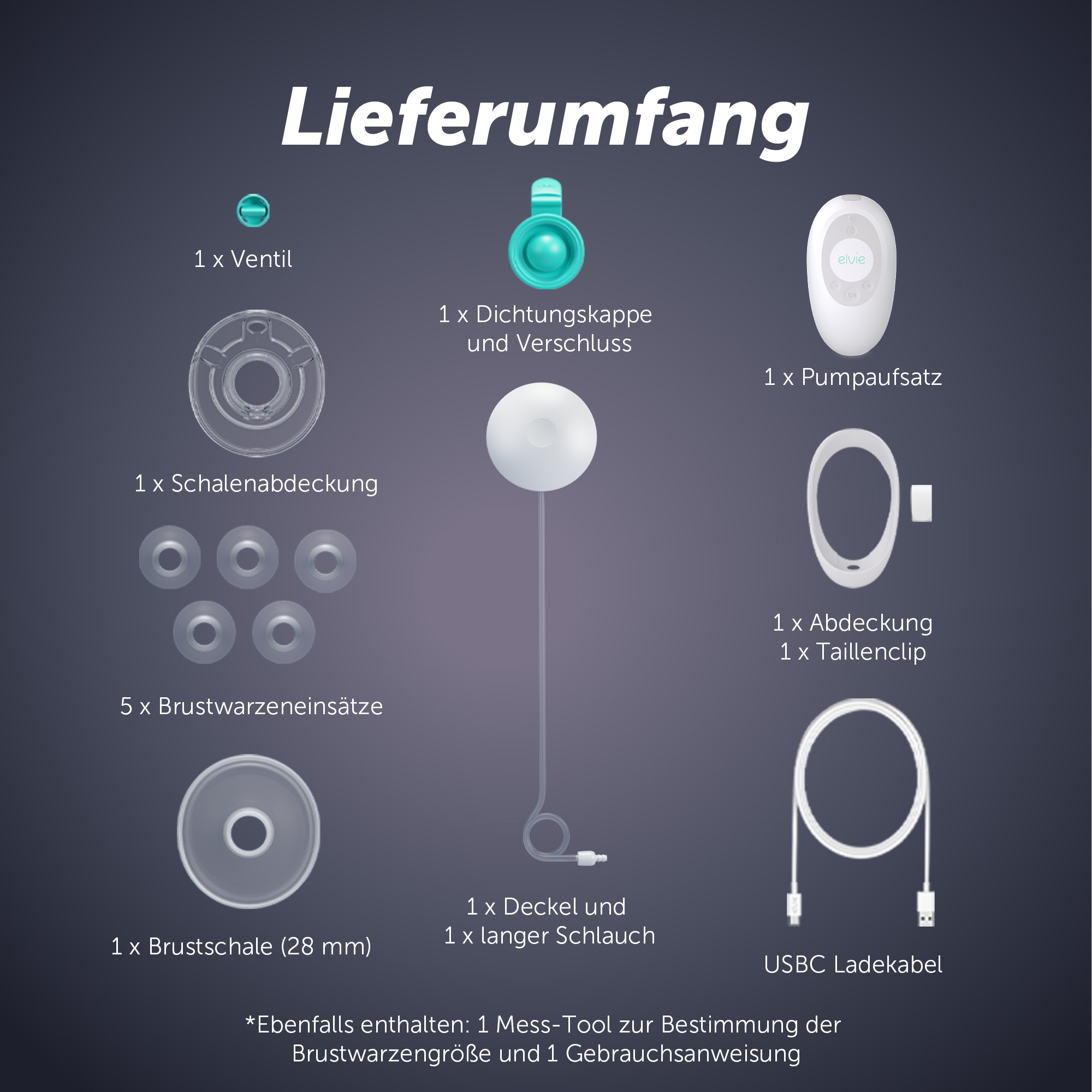 Hands Free Milchpumpen, elvie, Transparent – Produktansicht
