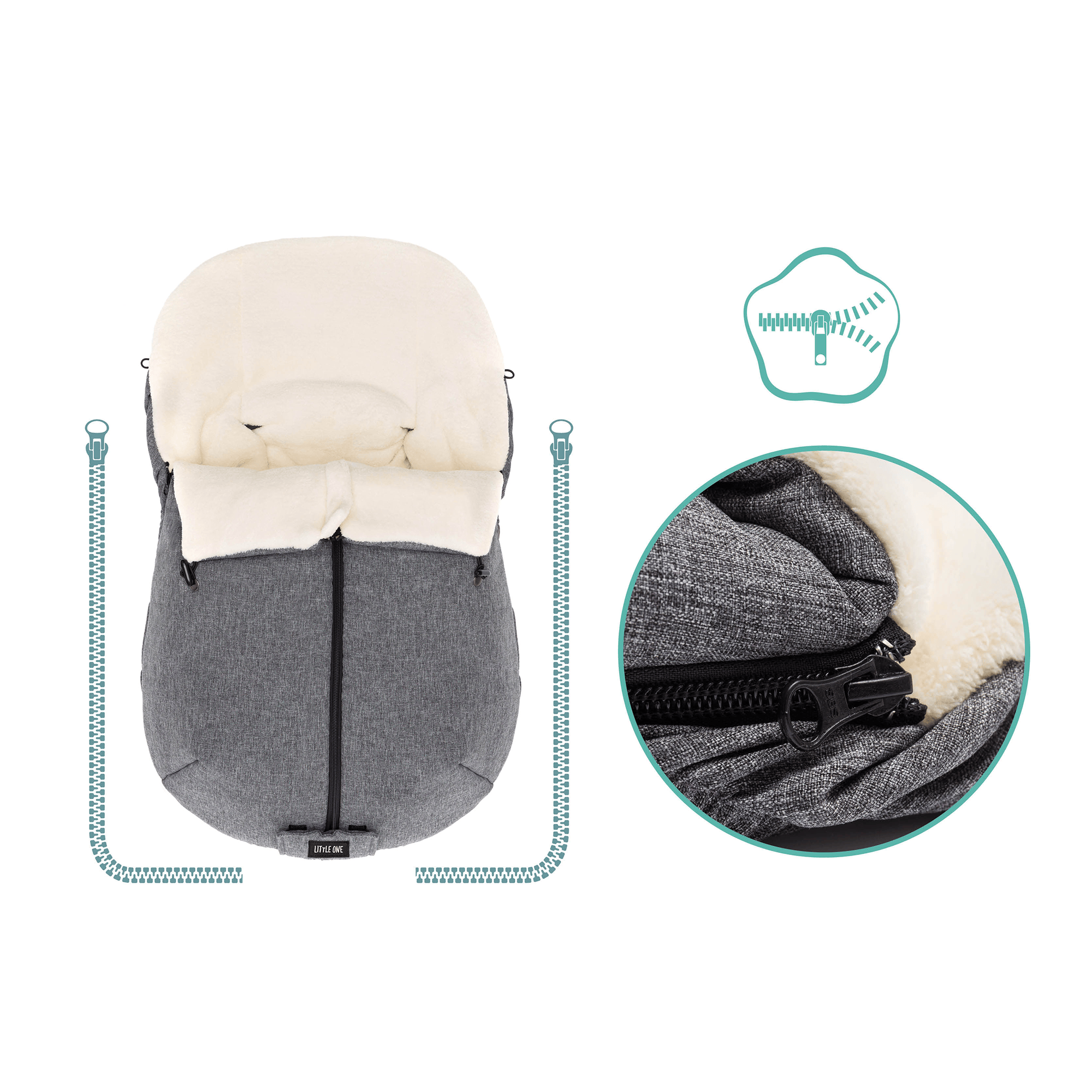 Fußsäcke, LITTLE ONE, Grau – Produktansicht