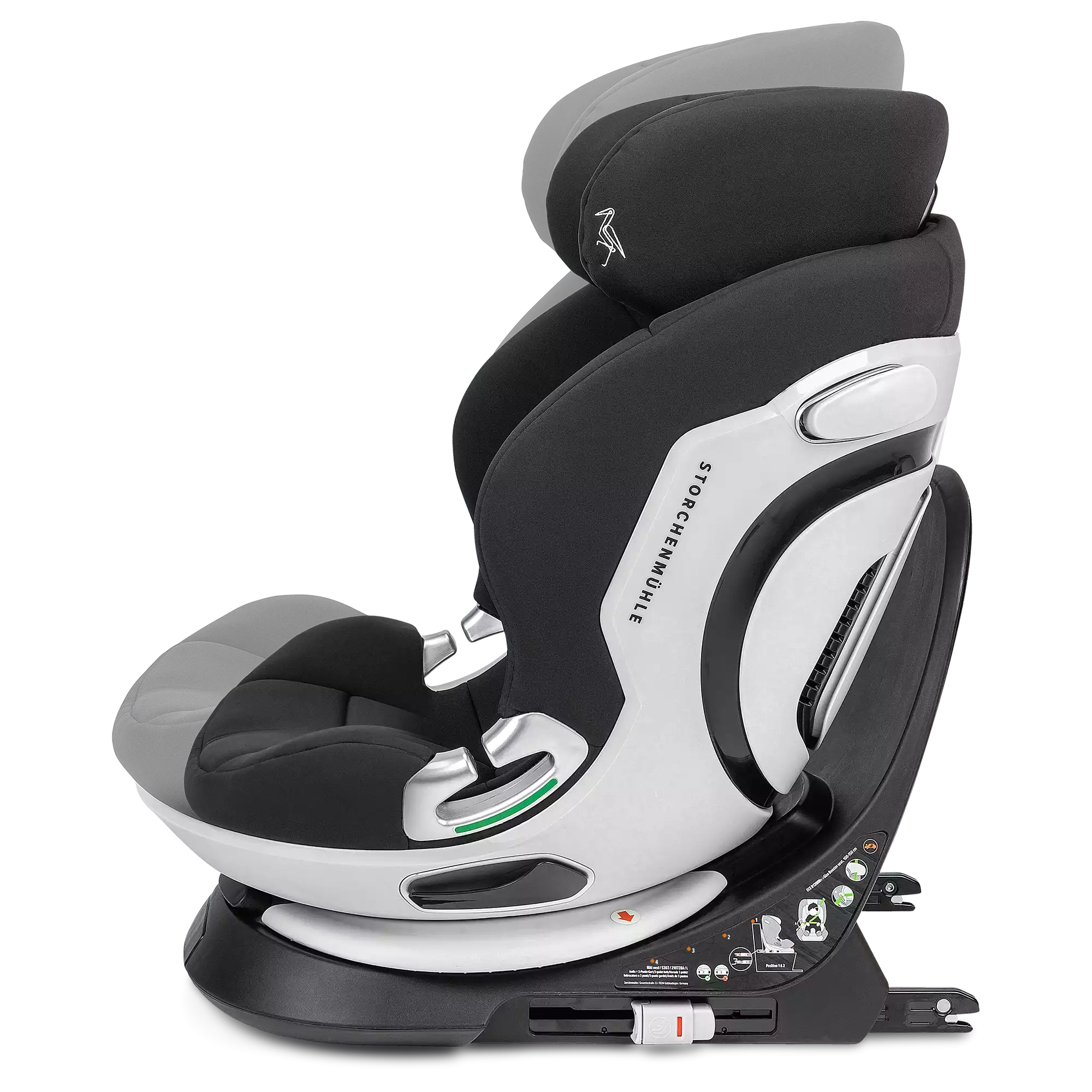 Kindersitze 15-36 kg, Gruppe 2/3, Storchenmühle, Schwarz – Produktansicht