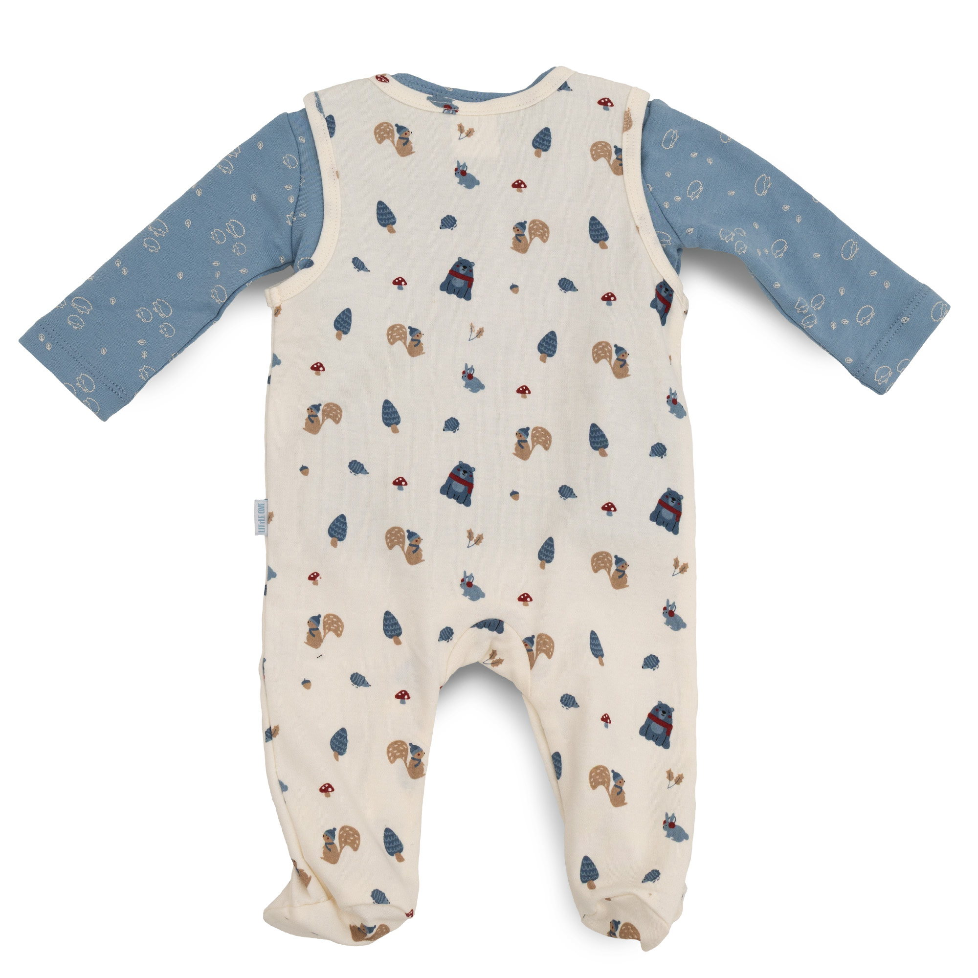 Strampler, LITTLE ONE, Weiß – Besonderheit: Set bestehend aus Strampler und blauem Langarmshirt