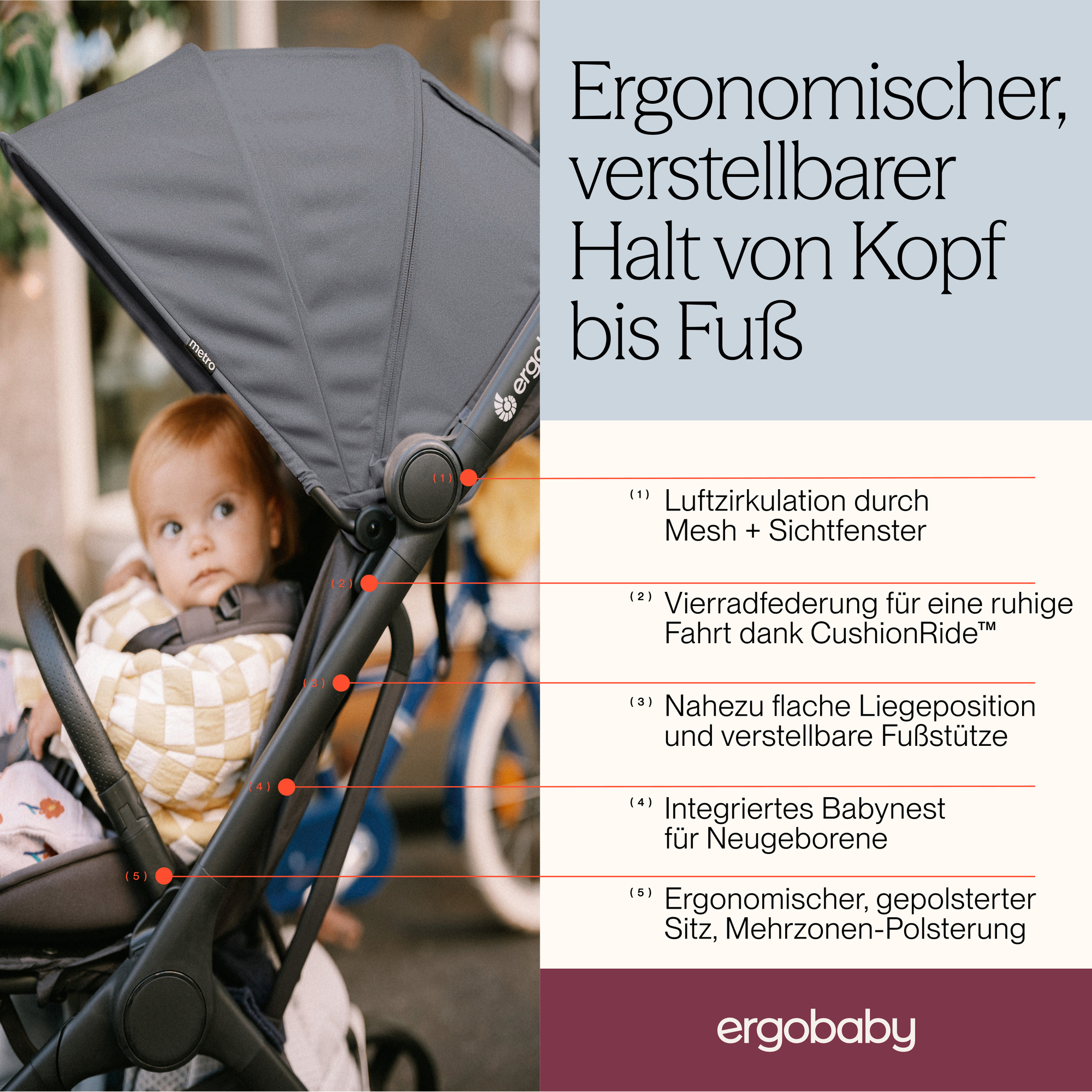 Buggys, ERGObaby, Beige – Produktansicht