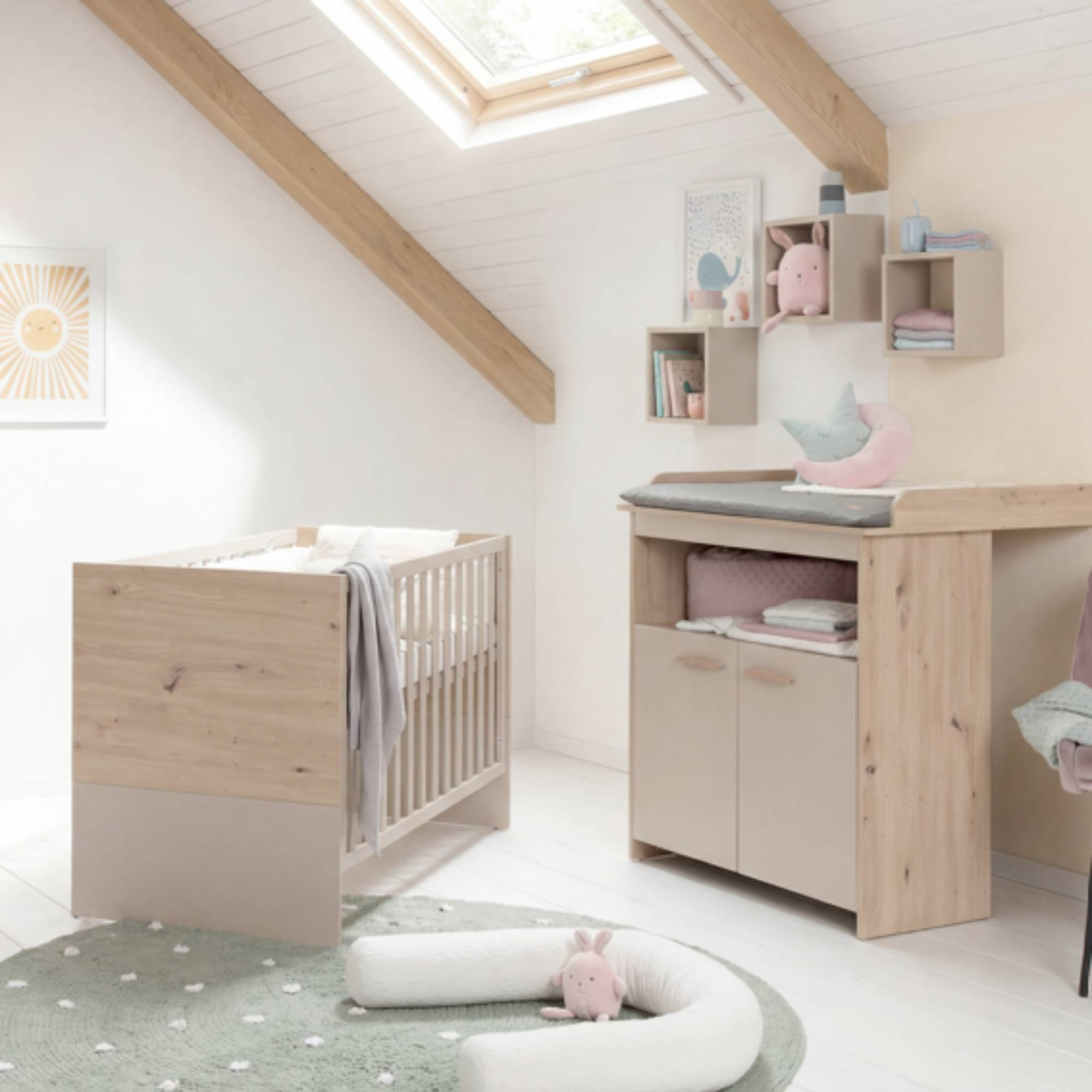 Babyzimmer Sets, roba, Beige – Besonderheit: Set bestehend aus Gitterbett und Wickelkommode