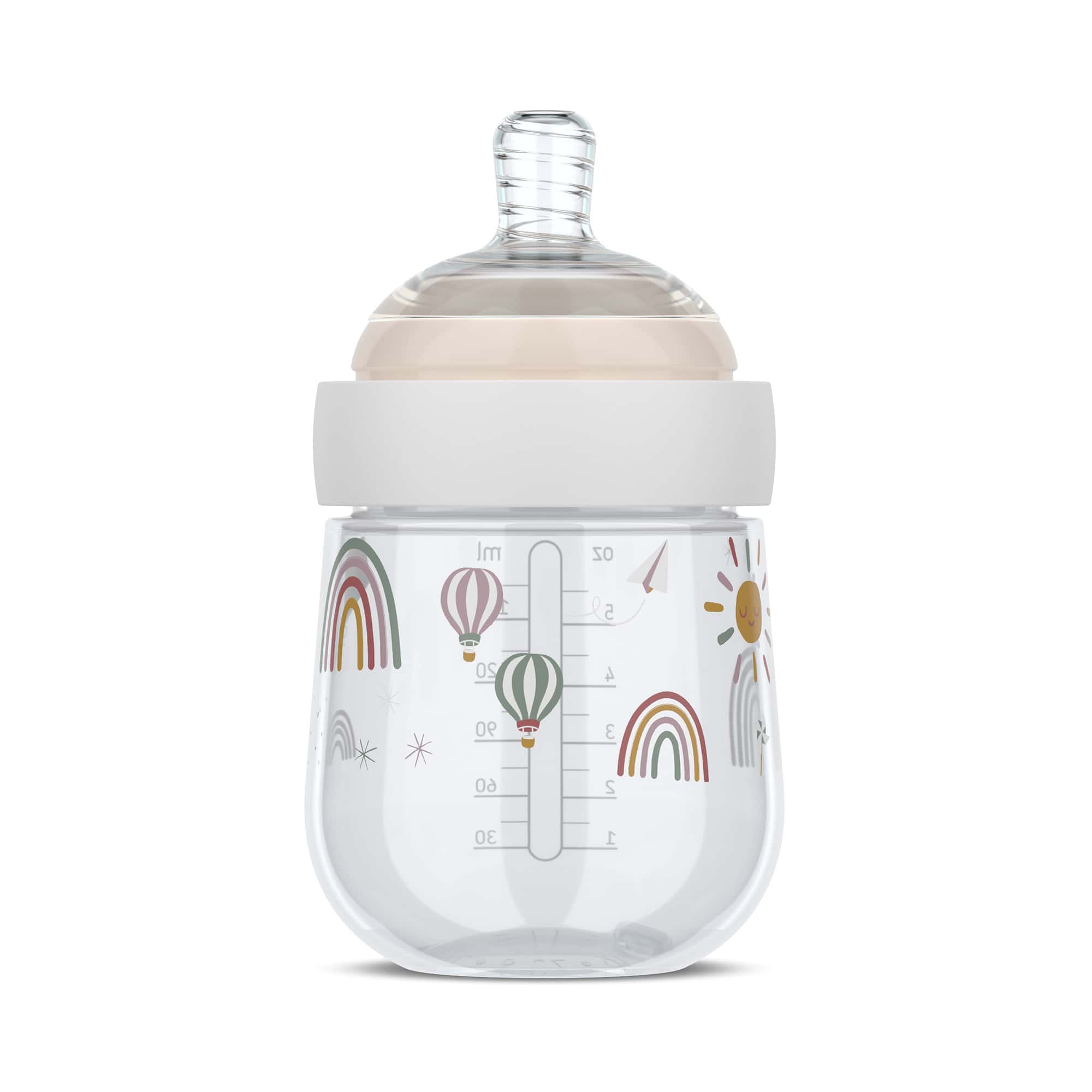 Babyfläschchen, MEPAL, Transparent – Besonderheit: spiralförmiges Design verhindert Verstopfungen
