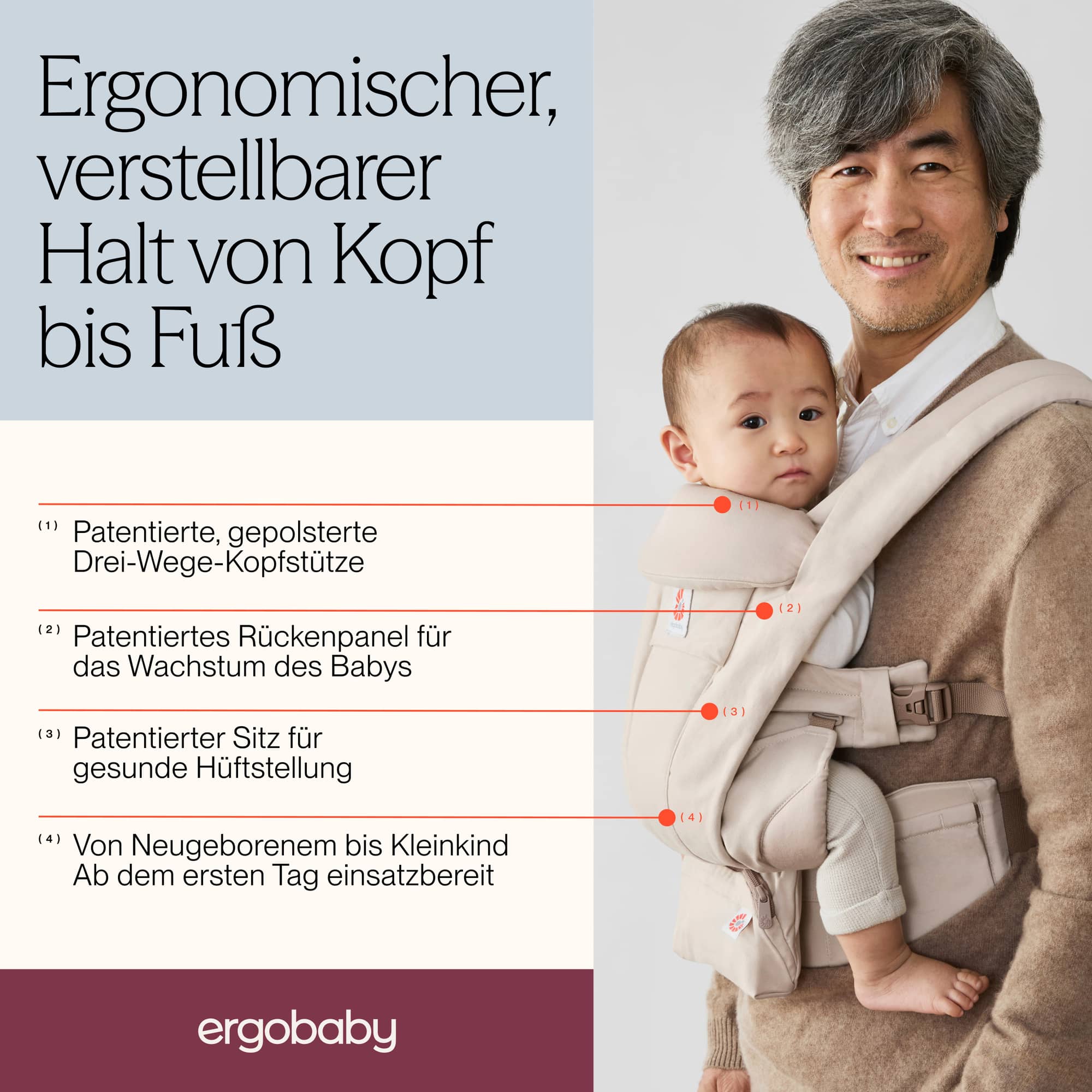 Fullbuckle Tragen, ERGObaby, Grau – Produktansicht
