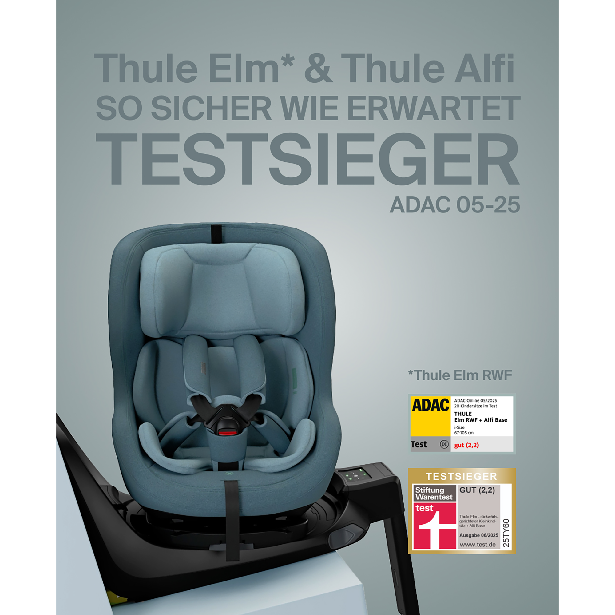 Reboarder 0-18 kg, Gruppe 0+/1, THULE, Grau – Produktansicht