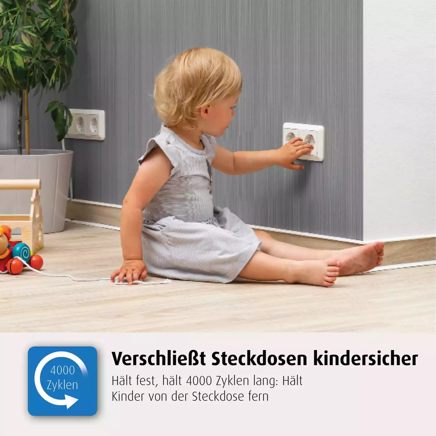 Steckdosensicherung, reer, Weiß – Produktansicht