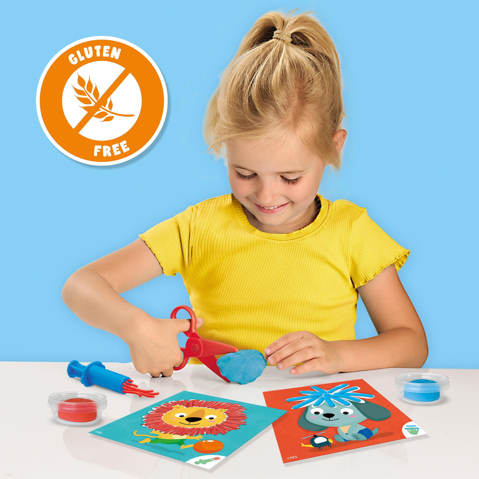 Malen & Kneten, SES CREATIVE, Gelb – Besonderheit: leicht formbare Knete zum Modellieren von Frisuren
