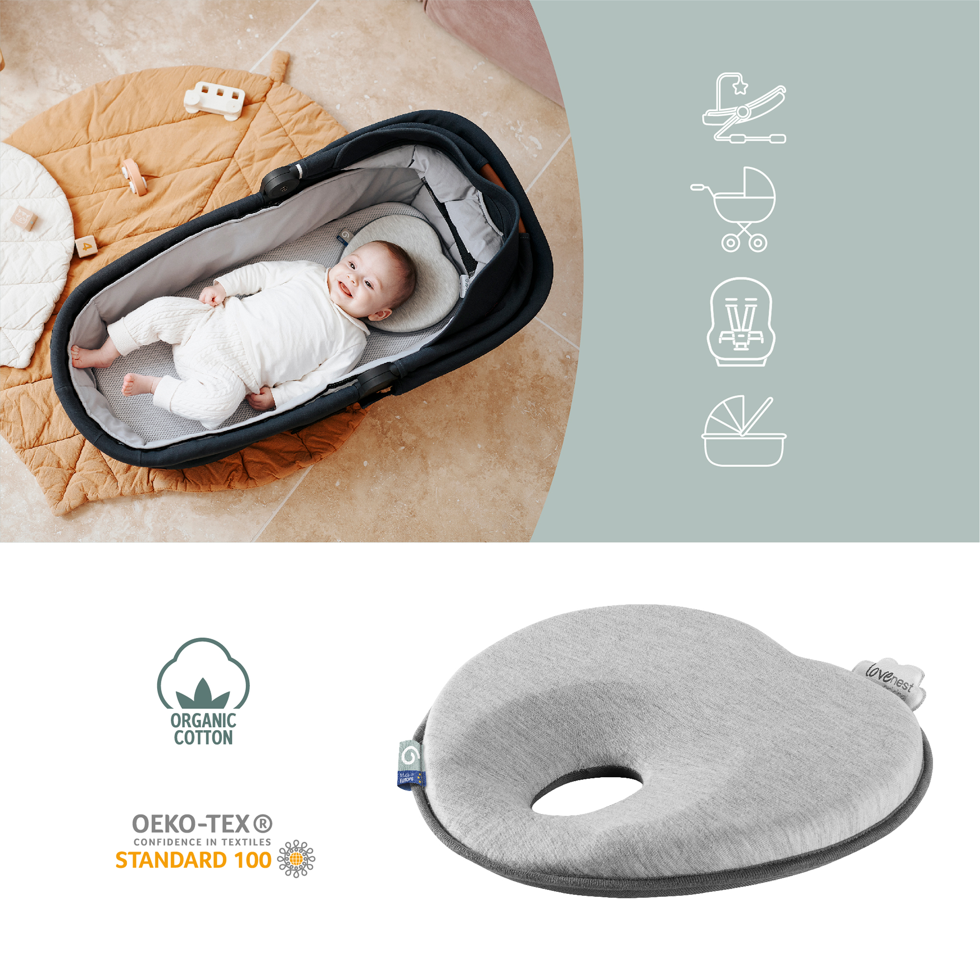 Komfortkissen, babymoov, Grau – Produktansicht