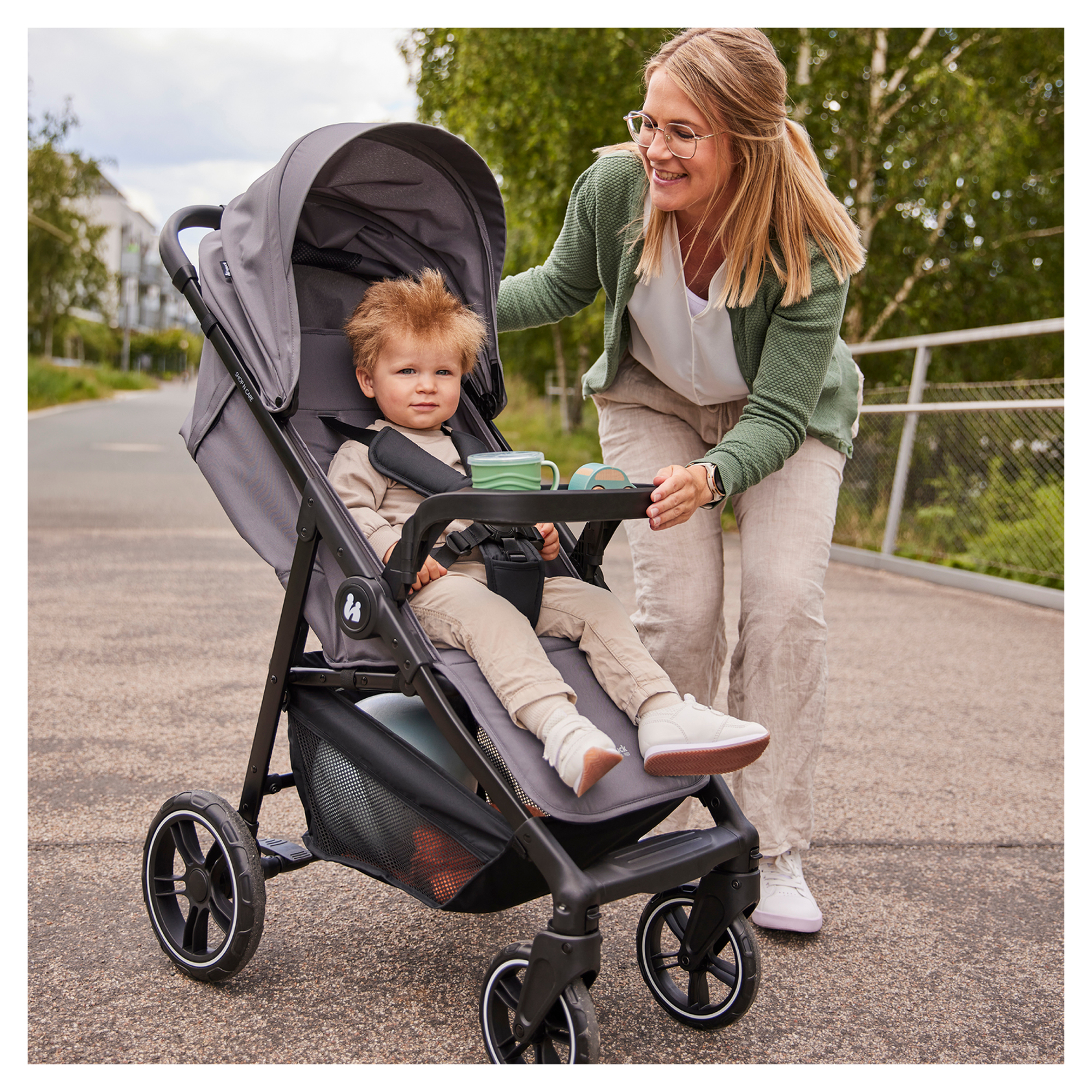 Buggys beige, hauck, Grün – Besonderheit: Set bestehend aus Buggy und Babyschale