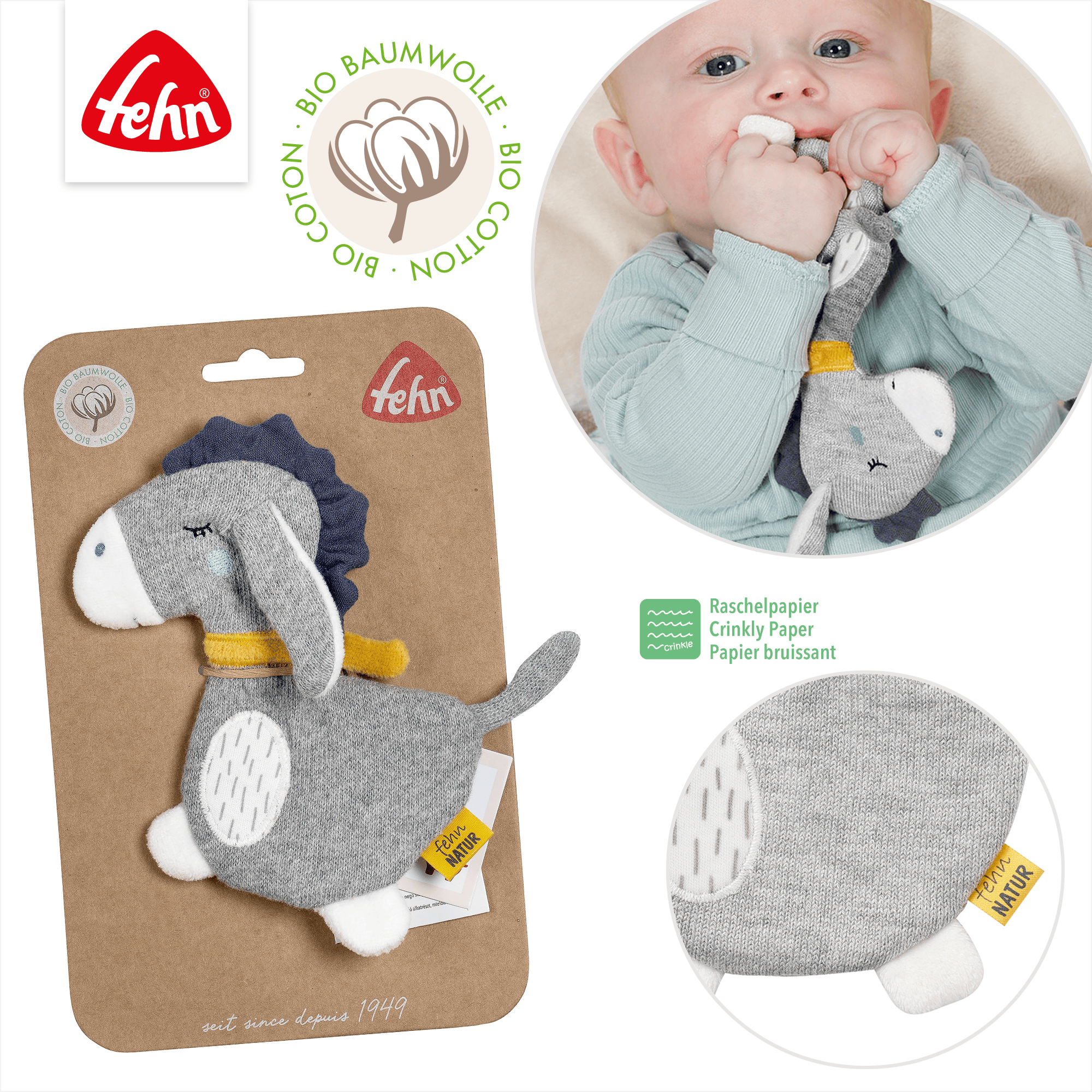 Kuscheltiere, fehn, Grau – Produktansicht