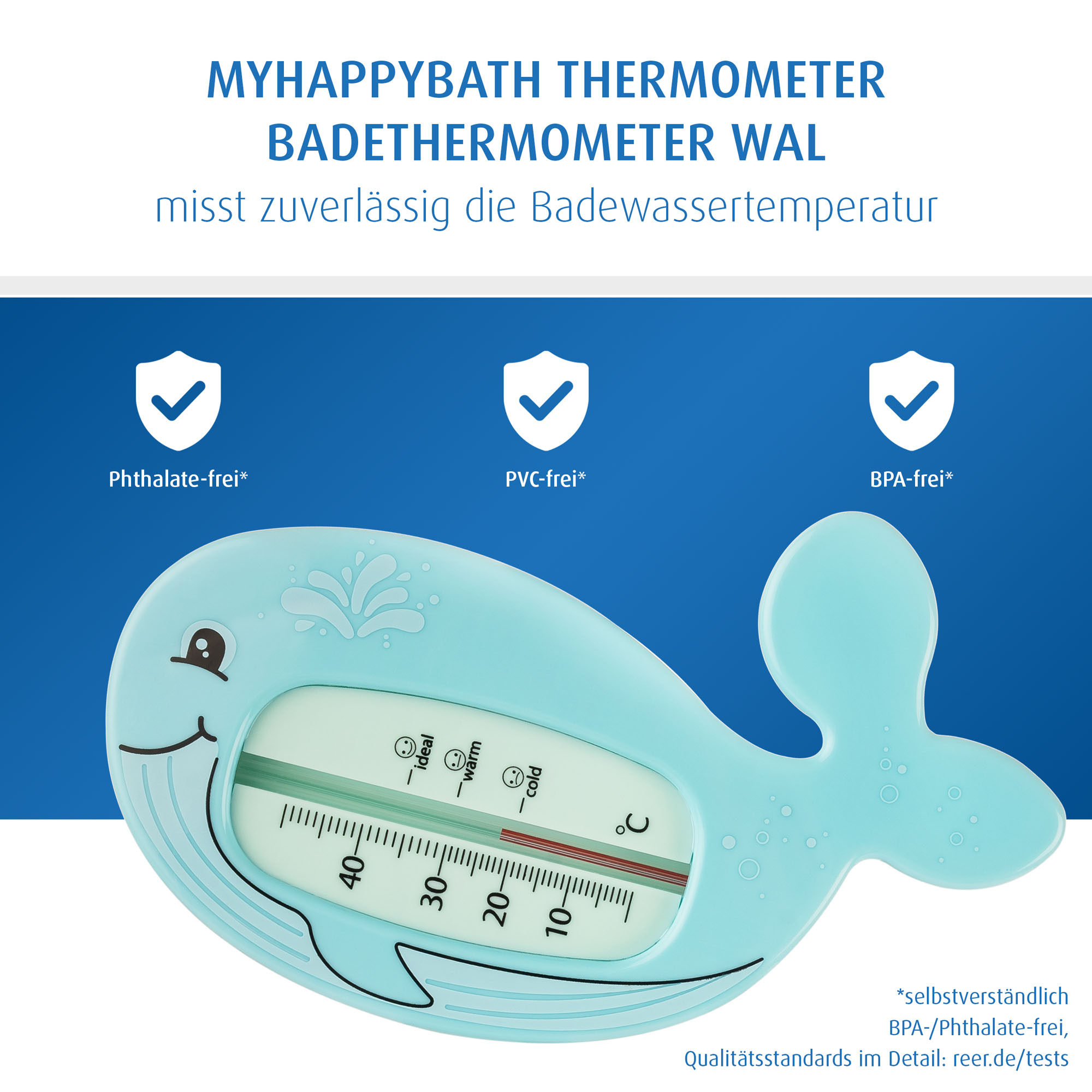 Badethermometer, reer, Blau – Produktansicht