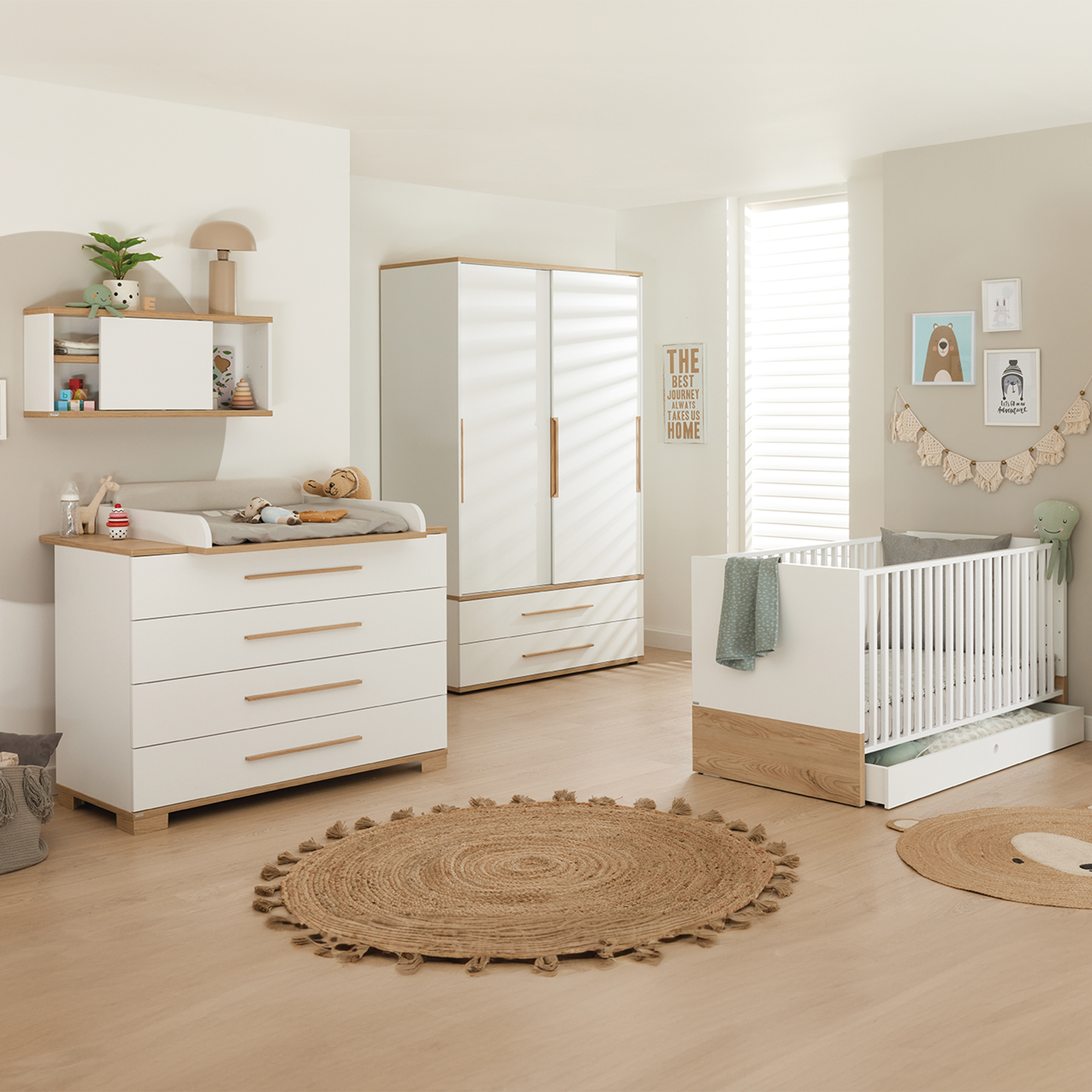 Babyzimmer Sets, PAIDI, Weiß – Besonderheit: Set aus Kinderbett, Wickelkommode und Wickelaufsatz