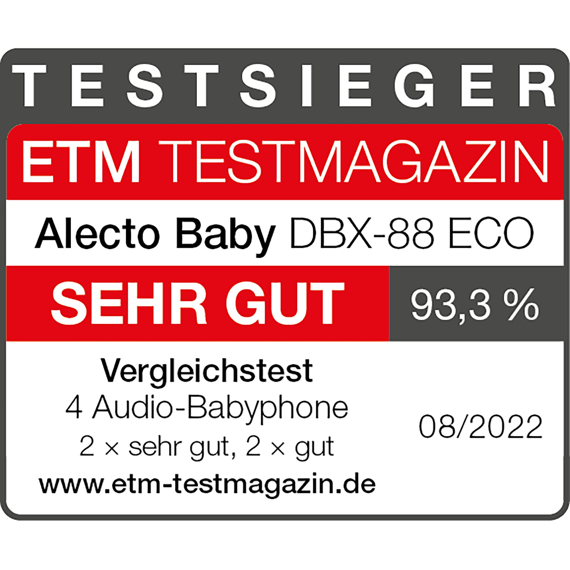 Audio Babyphone, Alecto baby, Grau – Produktansicht