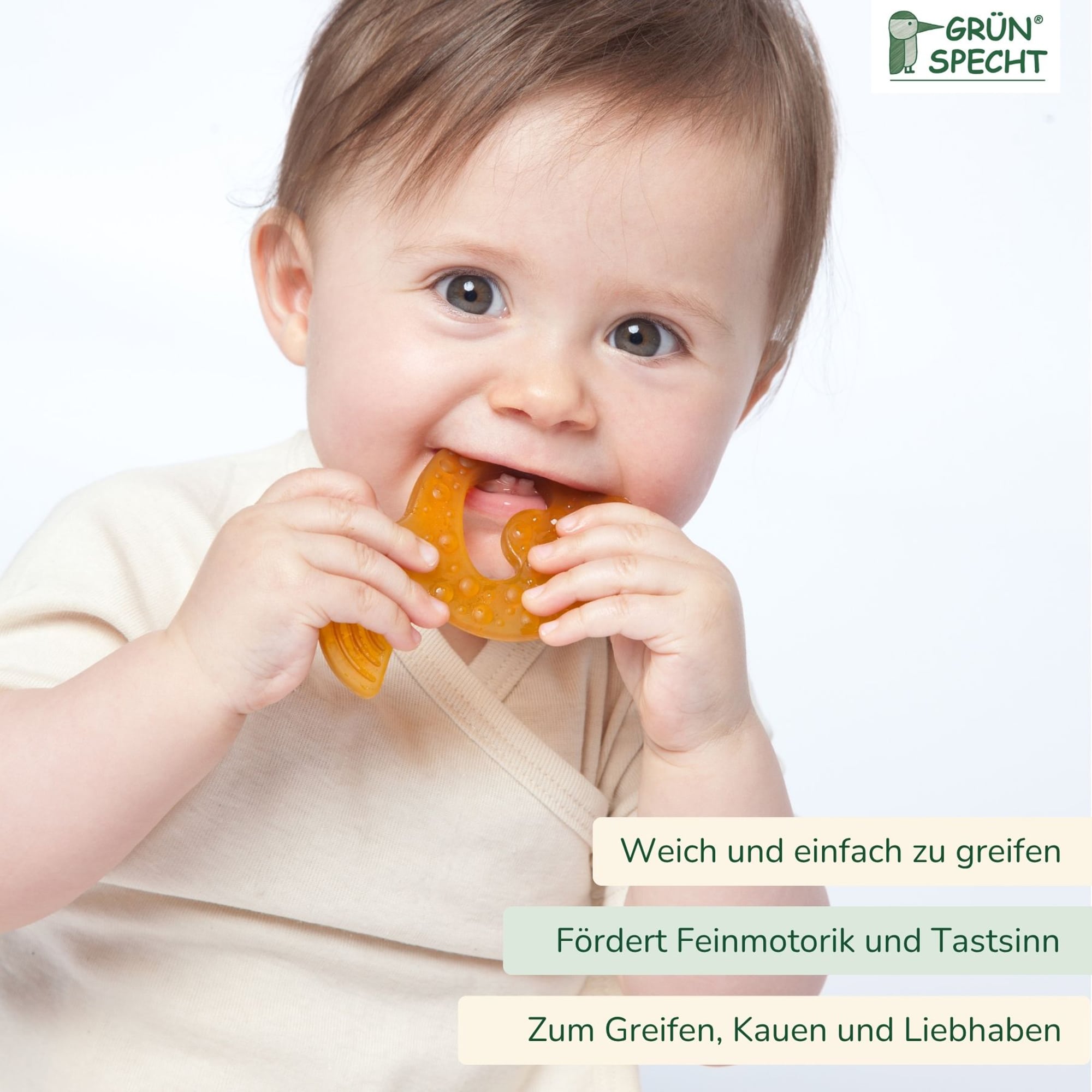 Beißringe, GRÜNSPECHT, Braun – Besonderheit: unterstützt Kinder beim Zahnen