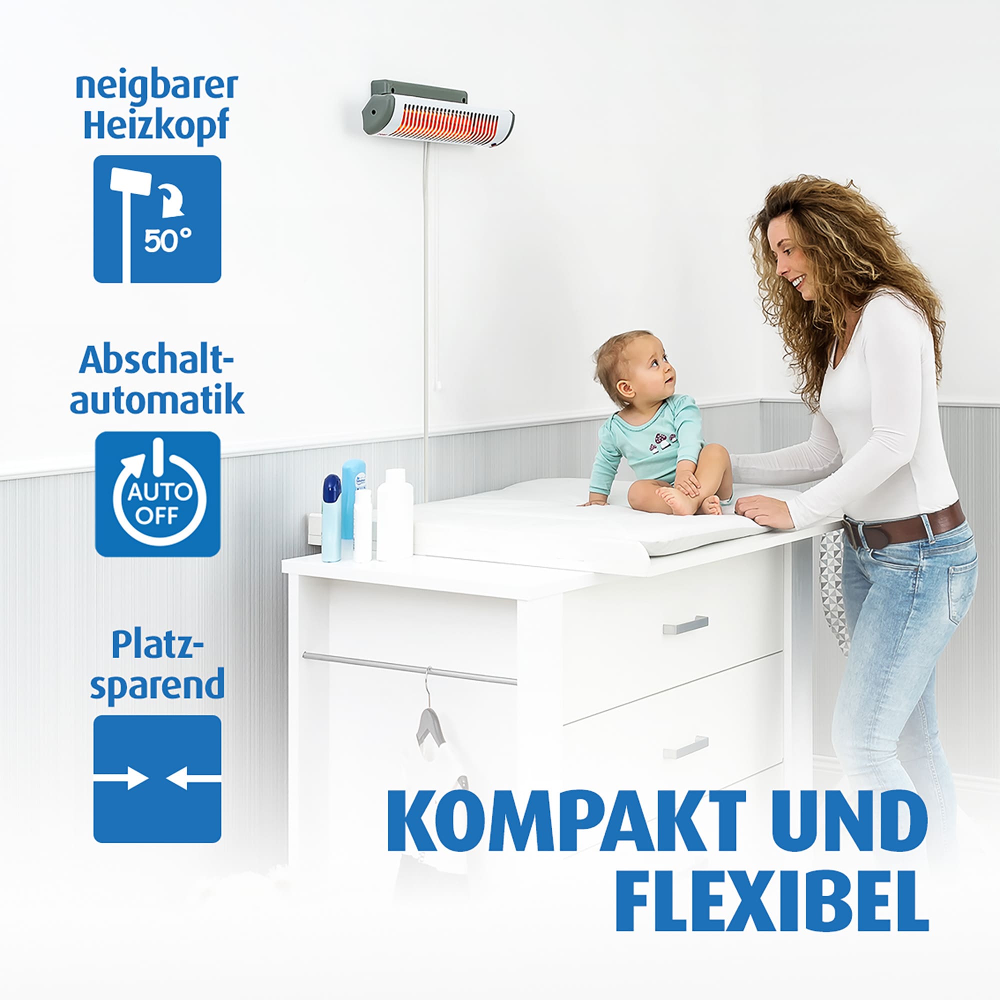 Heizstrahler, reer, Weiß – Produktansicht