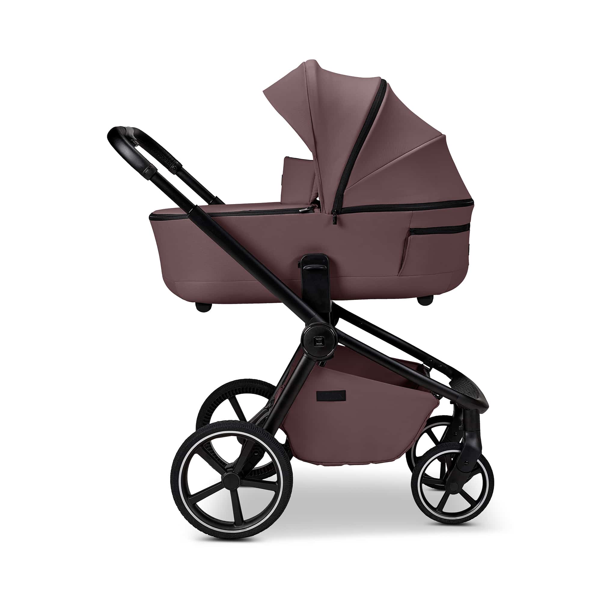 Kombi-Kinderwagen, MOON, Braun – Besonderheit: adapterlose Höhenverstellung an Wanne und Sportsitz
