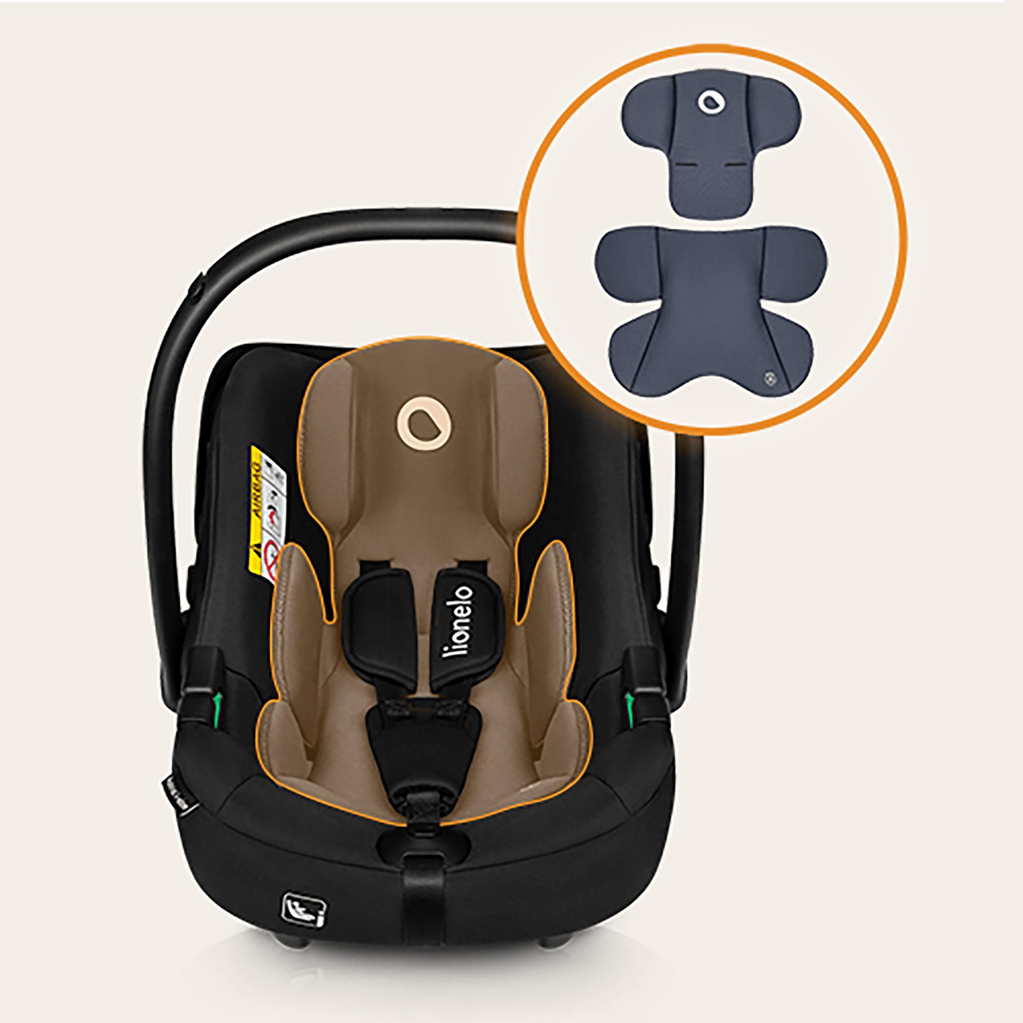 Babyschalen 0-13 kg, Gruppe 0+, lionelo, Schwarz – Produktansicht