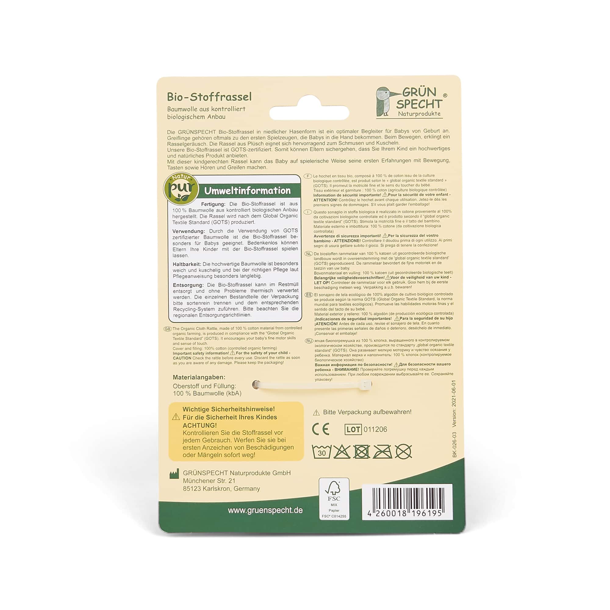 Rasseln & Greiflinge, GRÜNSPECHT, Braun – Produktansicht