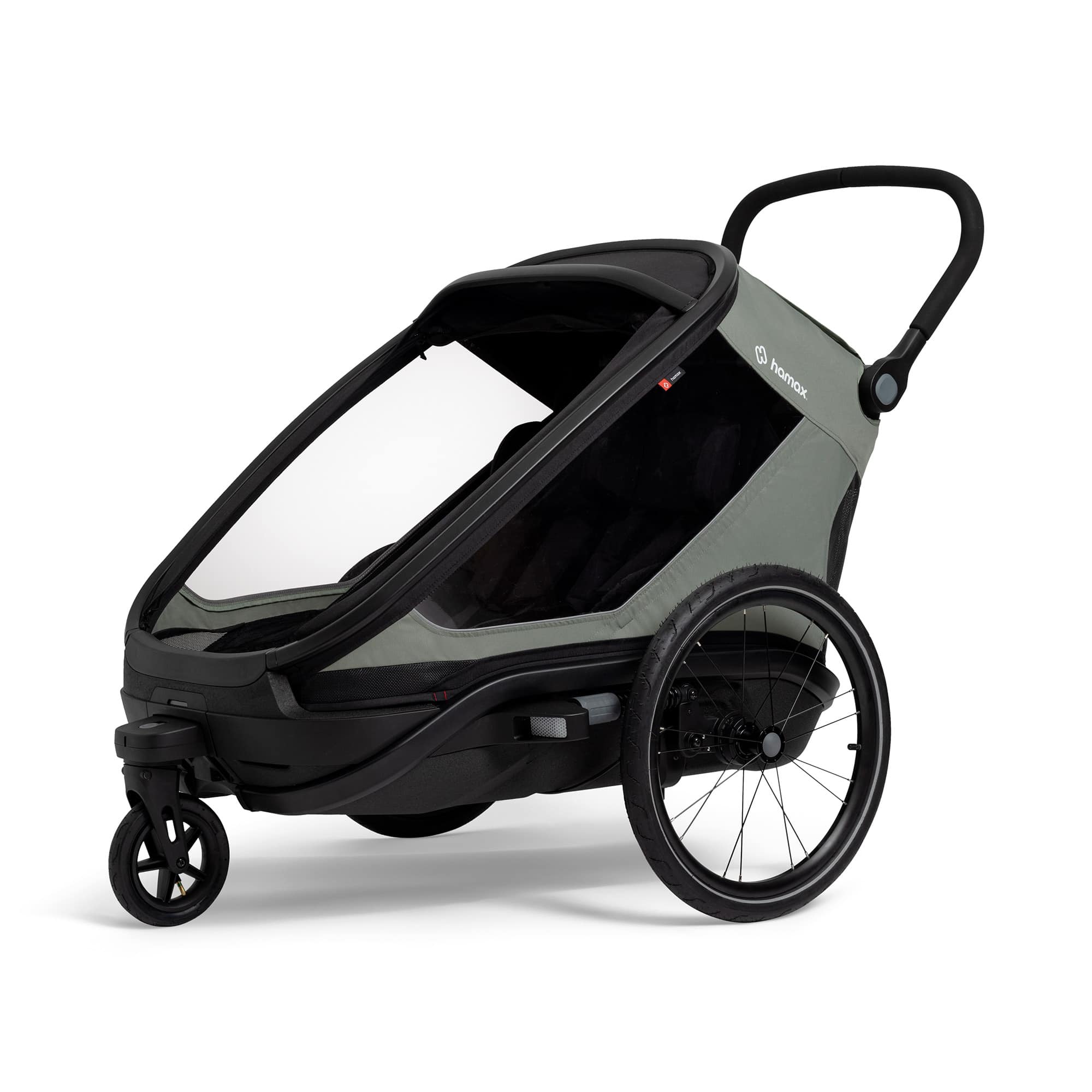 Fahrradanhänger, hamax, Grün – Besonderheit: schneller und intuitiver Moduswechsel zwischen Fahrradanhänger, Kinderwagen, Joggingwagen und Schlitten