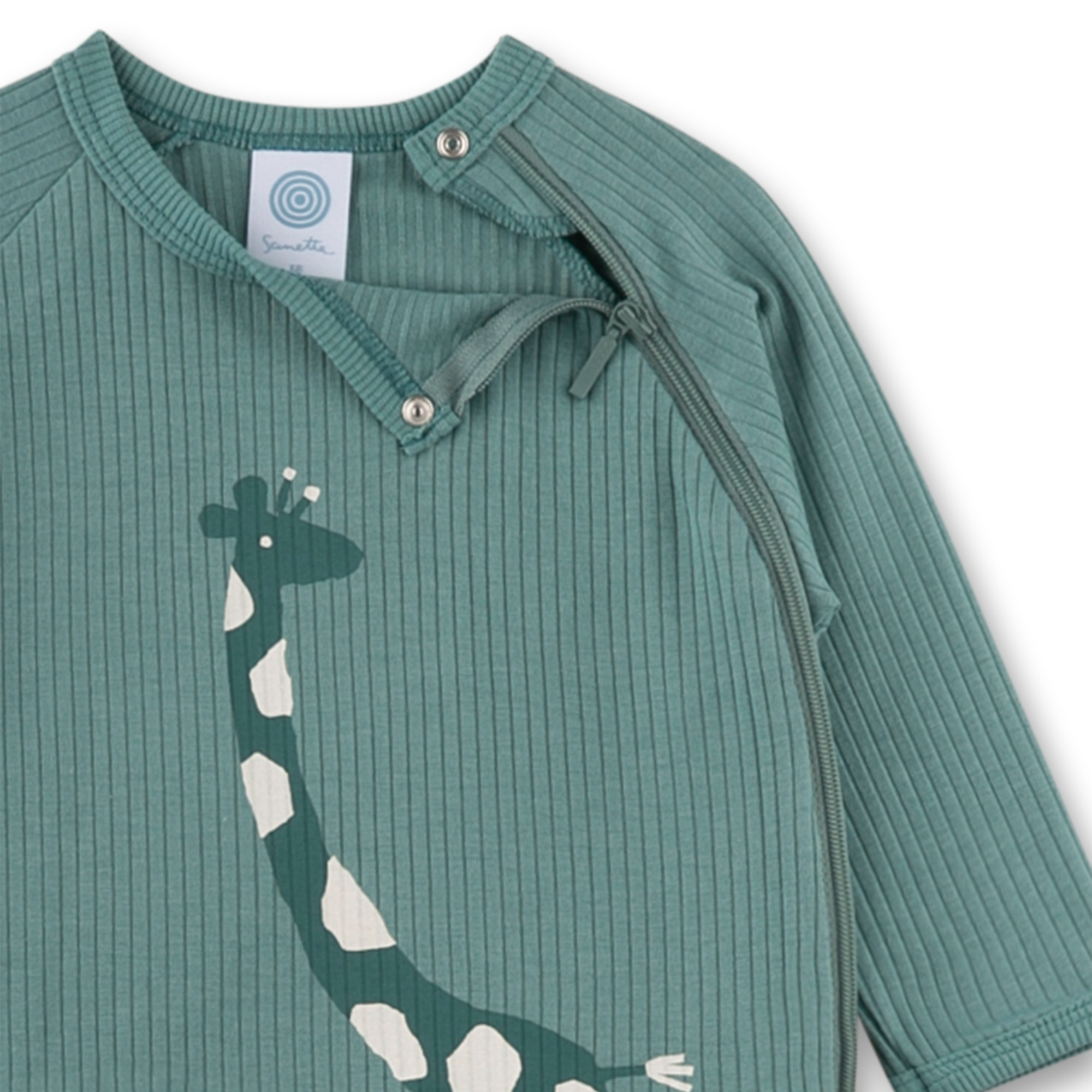 Schlafanzüge, Sanetta, Grün – Besonderheit: Reißverschluss macht Umziehen kinderleicht
