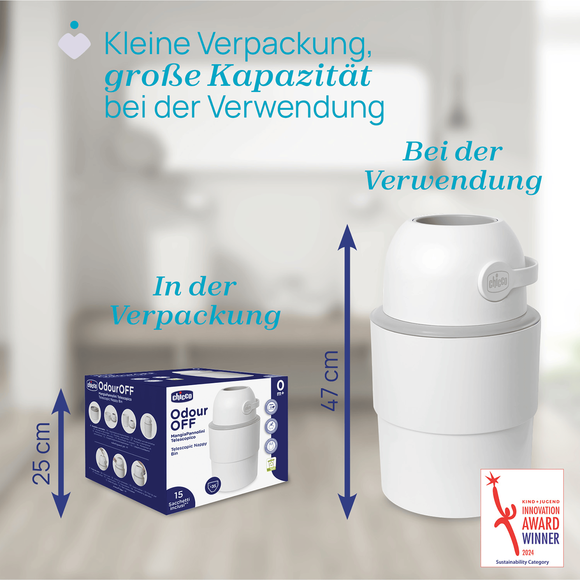 Windeleimer, chicco, Weiß – Produktansicht