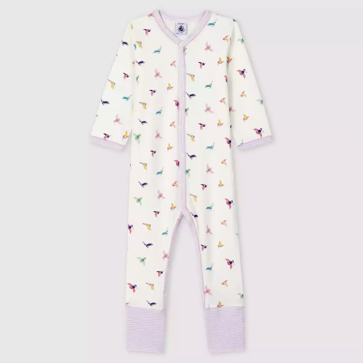 Schlafanzug Vögel PETIT BATEAU Lila Weiß Weiß M2000579275708 3