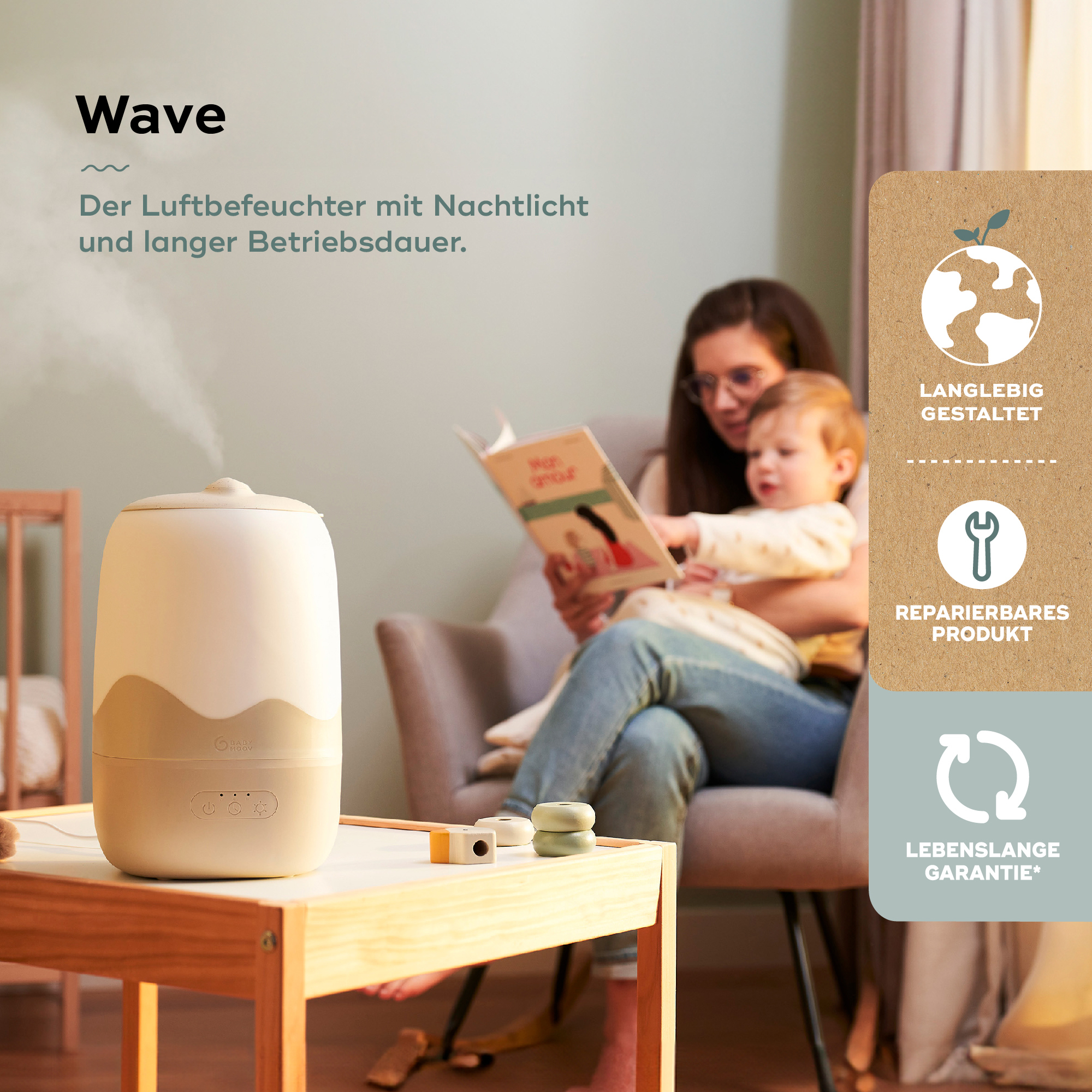 Luftbefeuchter, babymoov, Beige – Produktansicht