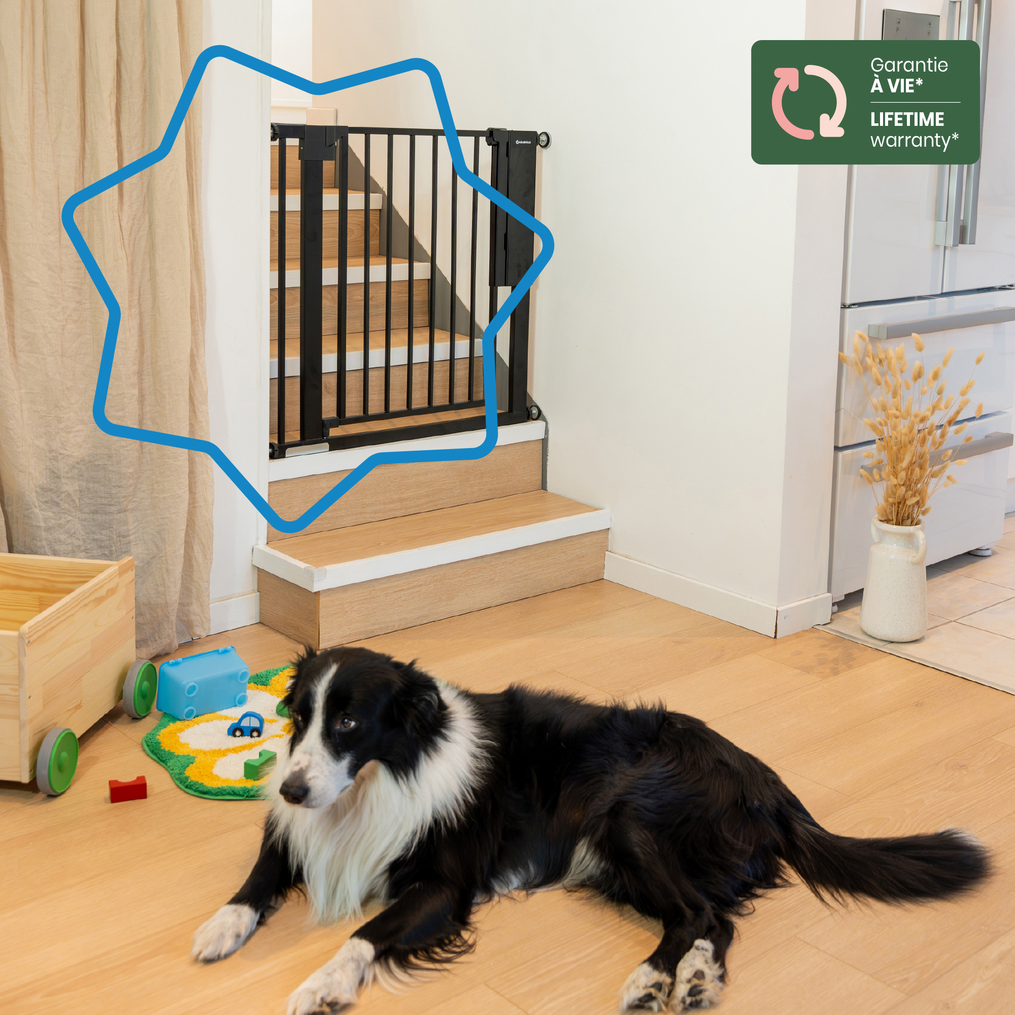 Tür- & Treppenschutzgitter, badabulle, Schwarz – Besonderheit: Druckbefestigung